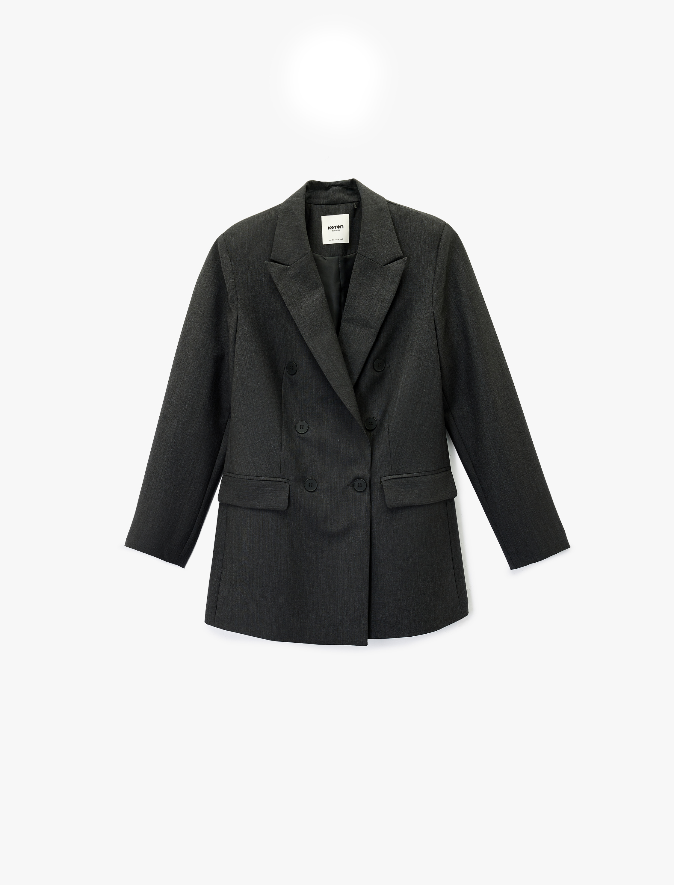   Kruvaze Yaka Uzun Kollu Cep Detaylı Düğmeli Blazer Ceket