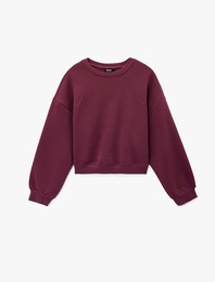 Regular Fit Üç İplik Uzun Kollu Bisiklet Yaka Basic Sweatshirt
