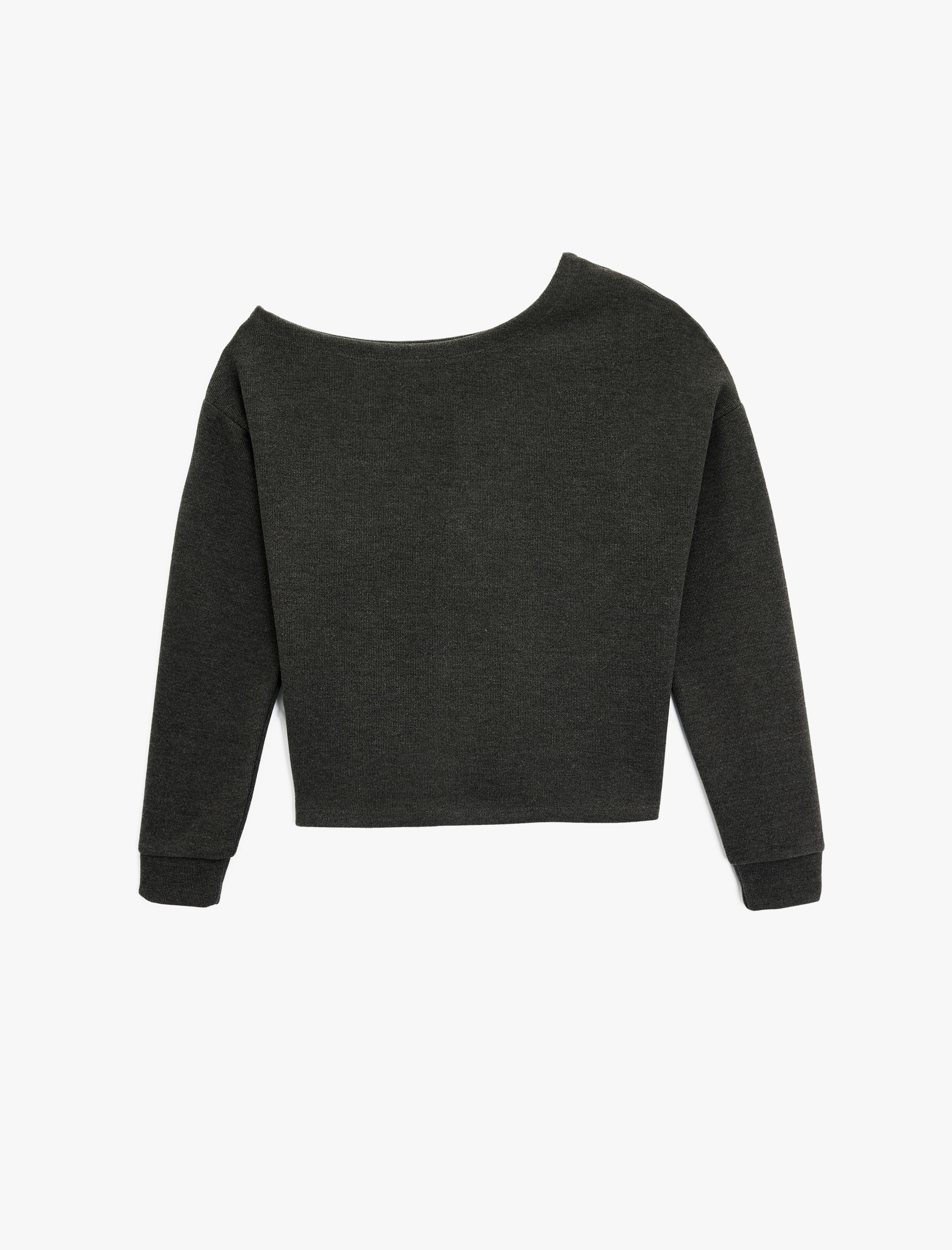   Rahat Kalıp Uzun Kollu Asimetrik Yaka Tişört