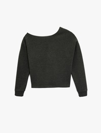 Rahat Kalıp Uzun Kollu Asimetrik Yaka Tişört