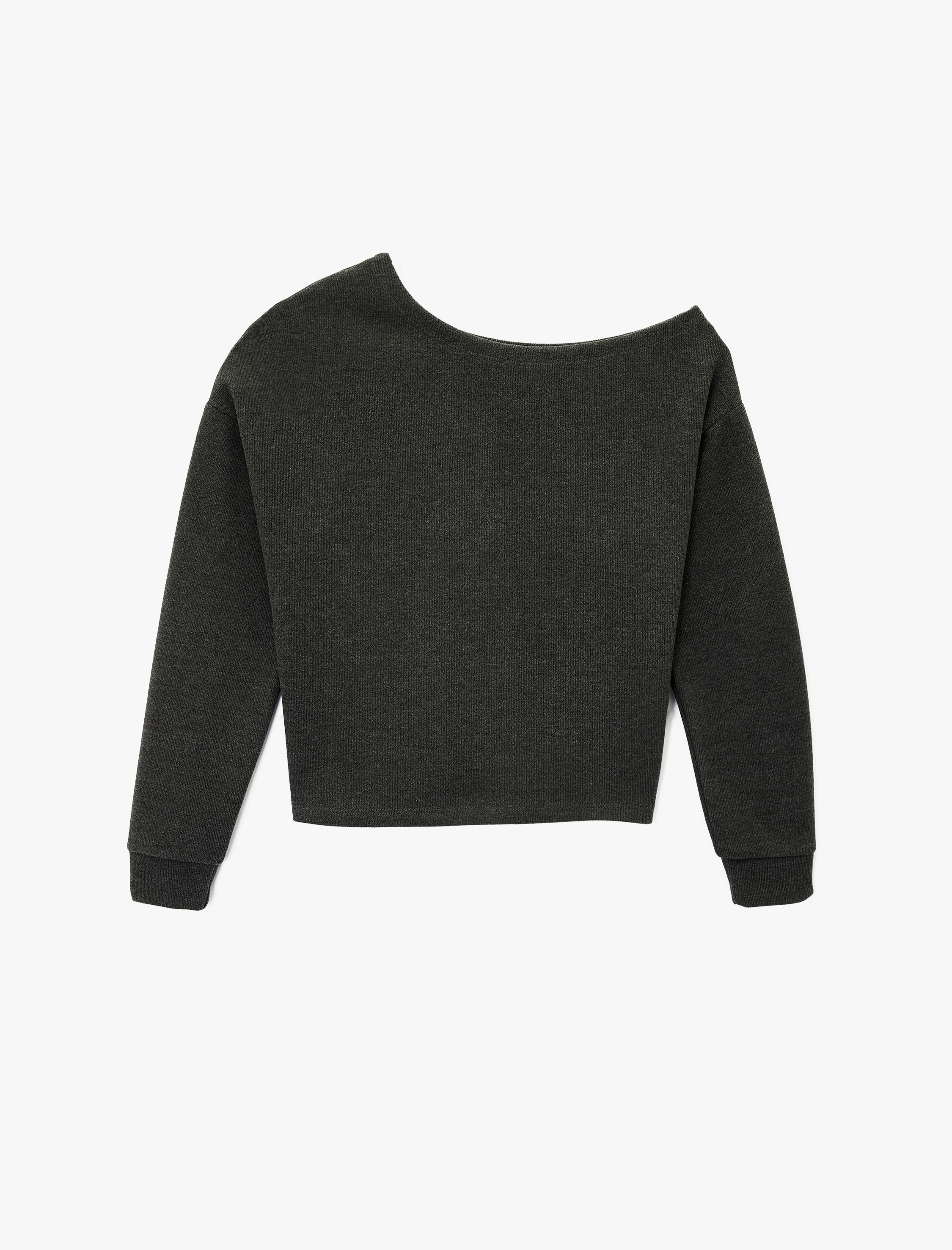   Rahat Kalıp Uzun Kollu Asimetrik Yaka Tişört