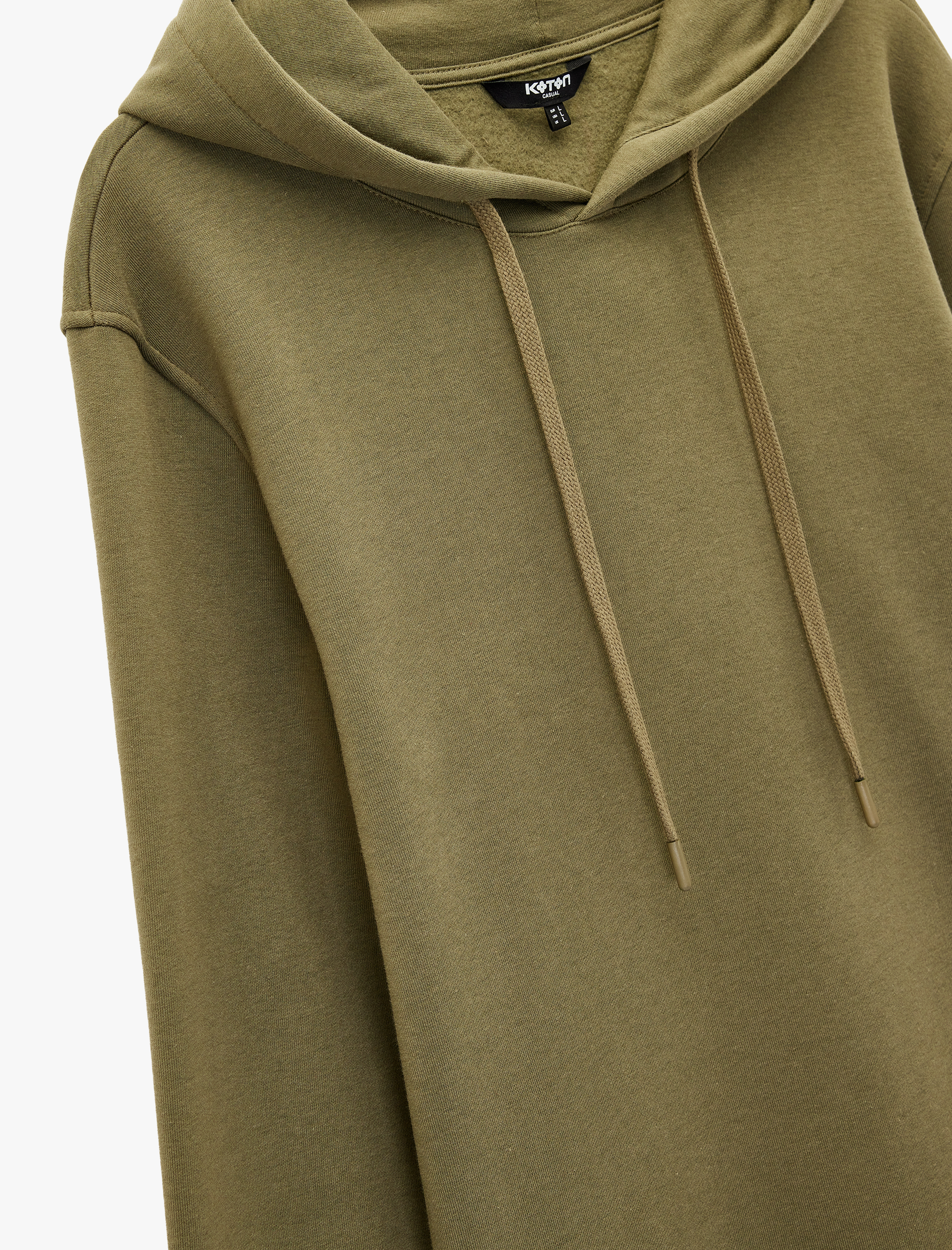   Şardonlu Uzun Kollu Basic Kapşonlu Sweatshirt