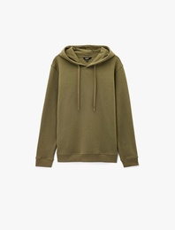 Şardonlu Uzun Kollu Basic Kapşonlu Sweatshirt