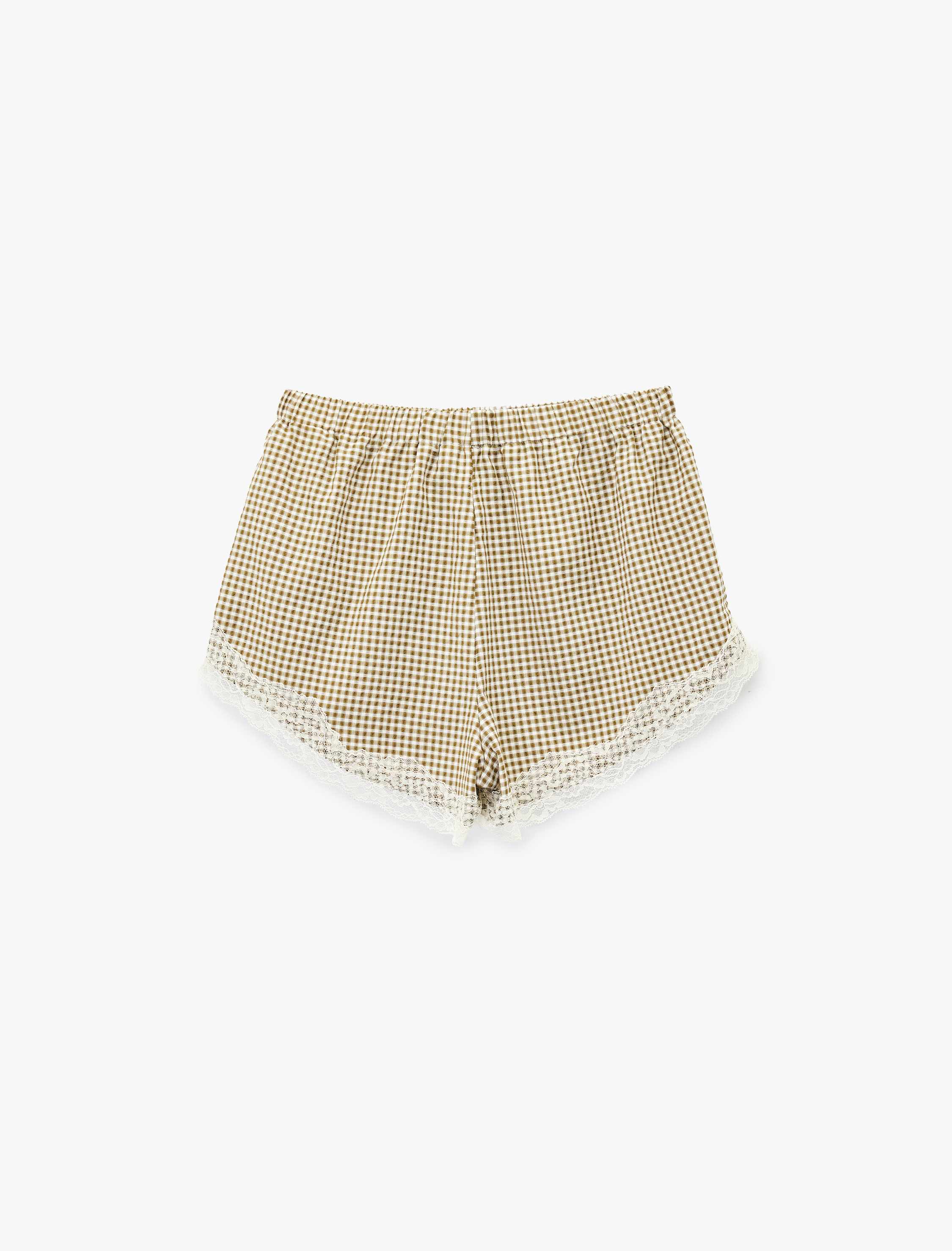   Dantel Detaylı Kareli Şort Pijama Altı