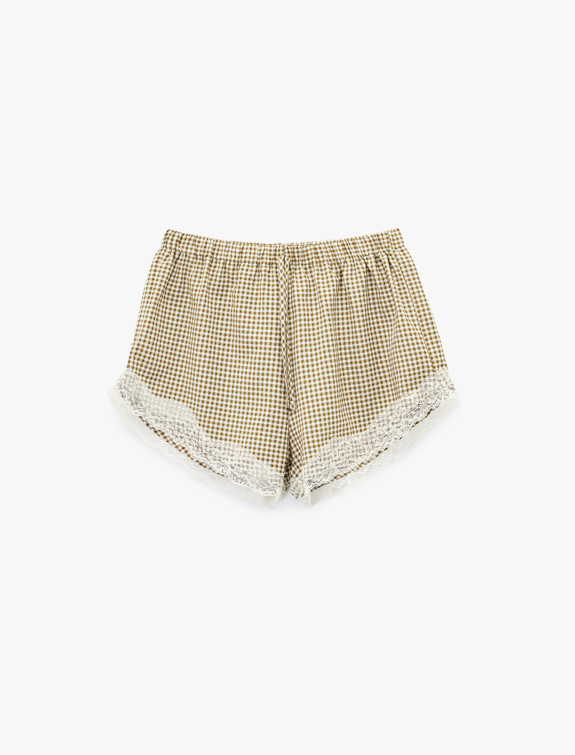   Dantel Detaylı Kareli Şort Pijama Altı