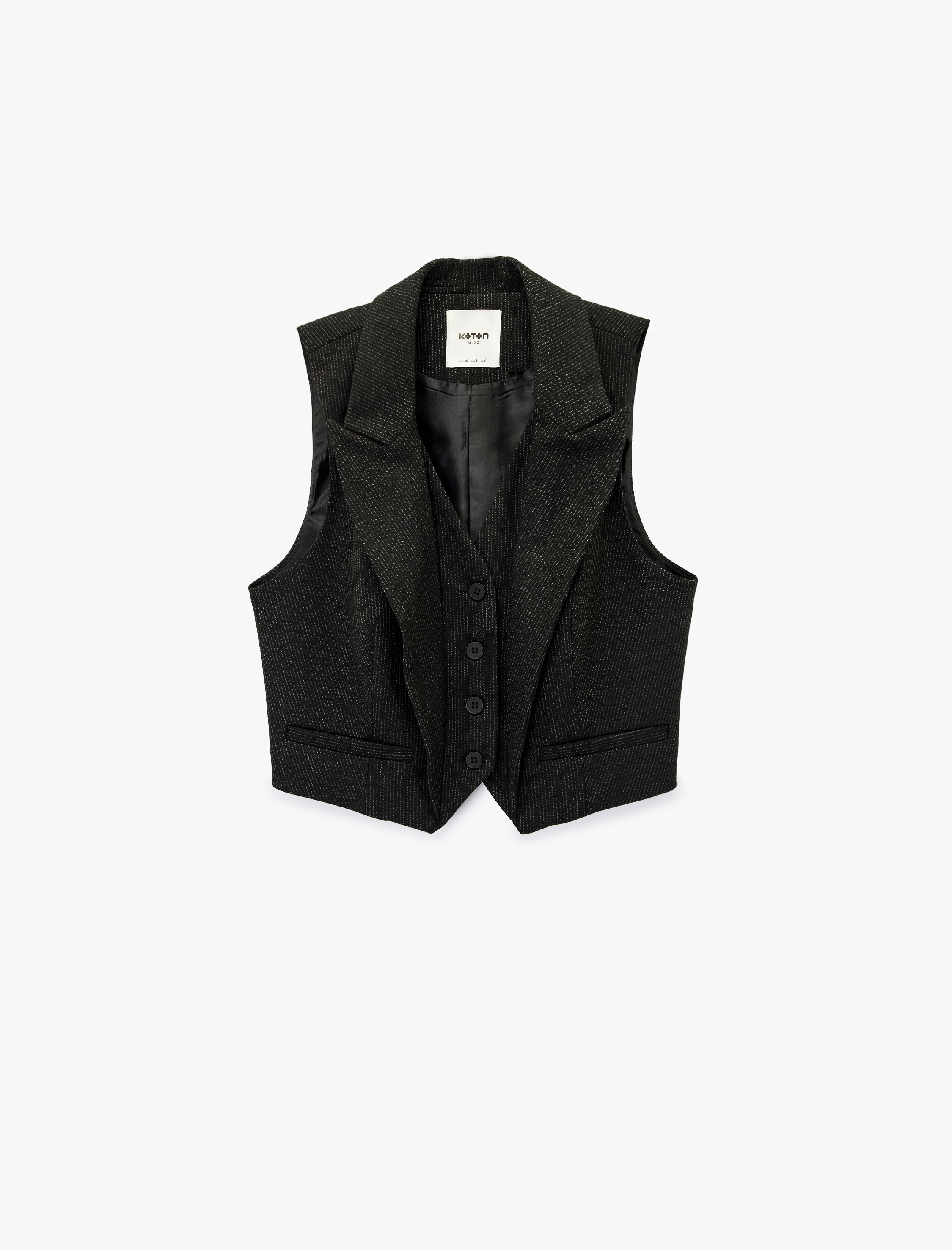   Cep Detaylı V Yaka Düğmeli Kolsuz Yelek