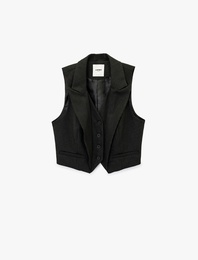 Cep Detaylı V Yaka Düğmeli Kolsuz Yelek