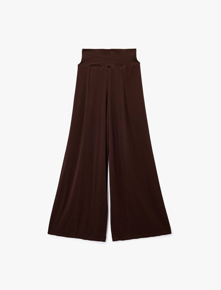  Lastikli Yüksek Bel Geniş Paça Dökümlü Spor Eşofman Altı