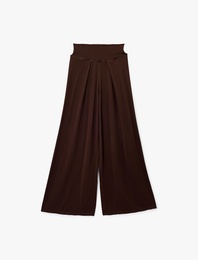 Lastikli Yüksek Bel Geniş Paça Dökümlü Spor Eşofman Altı