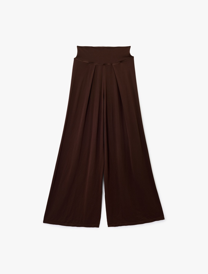  Lastikli Yüksek Bel Geniş Paça Dökümlü Spor Eşofman Altı