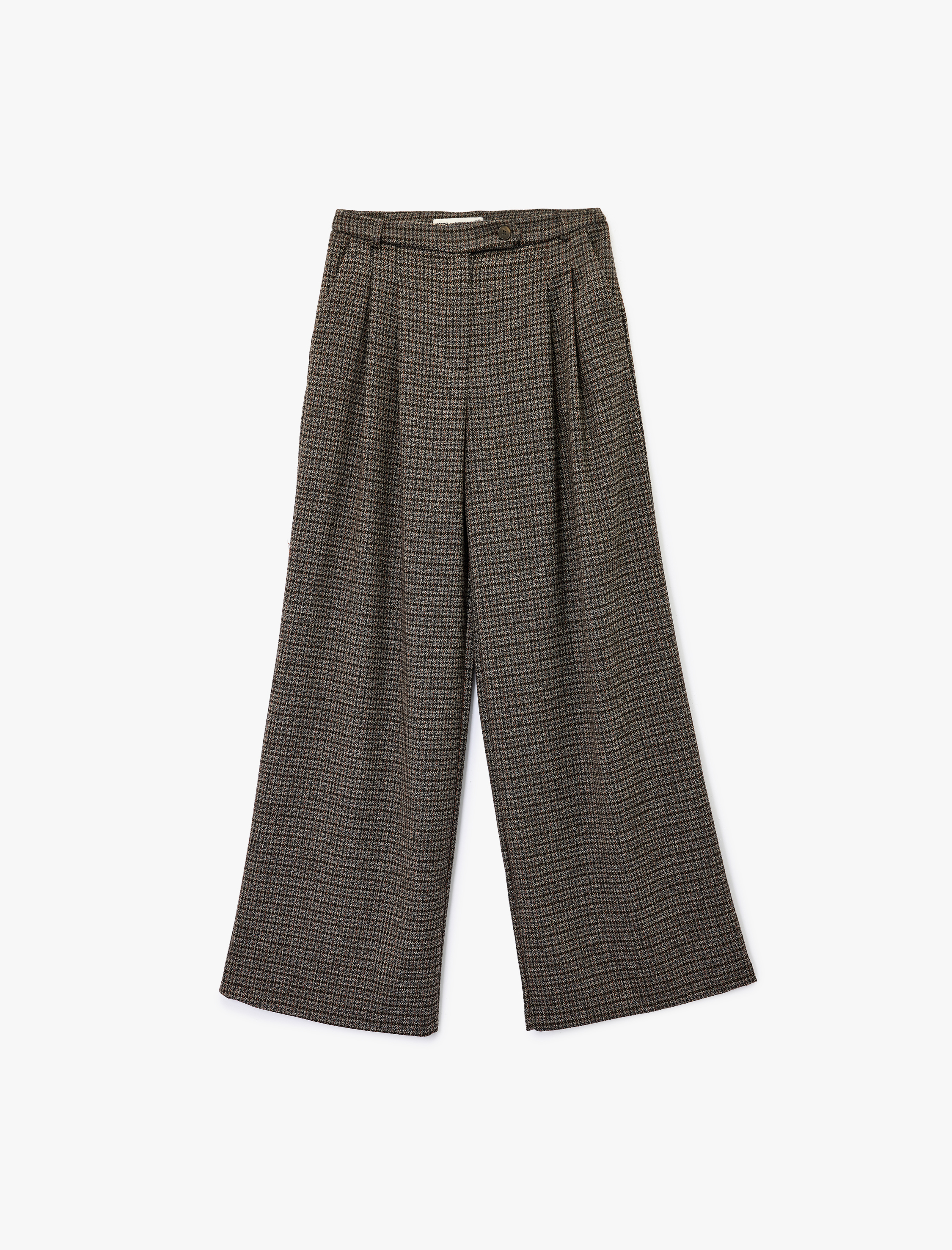   Koton X Sima Tarkan - Loose Fit Cepli Pileli Palazzo Ekose Pantolon