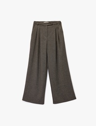 Koton X Sima Tarkan - Loose Fit Cepli Pileli Palazzo Ekose Pantolon