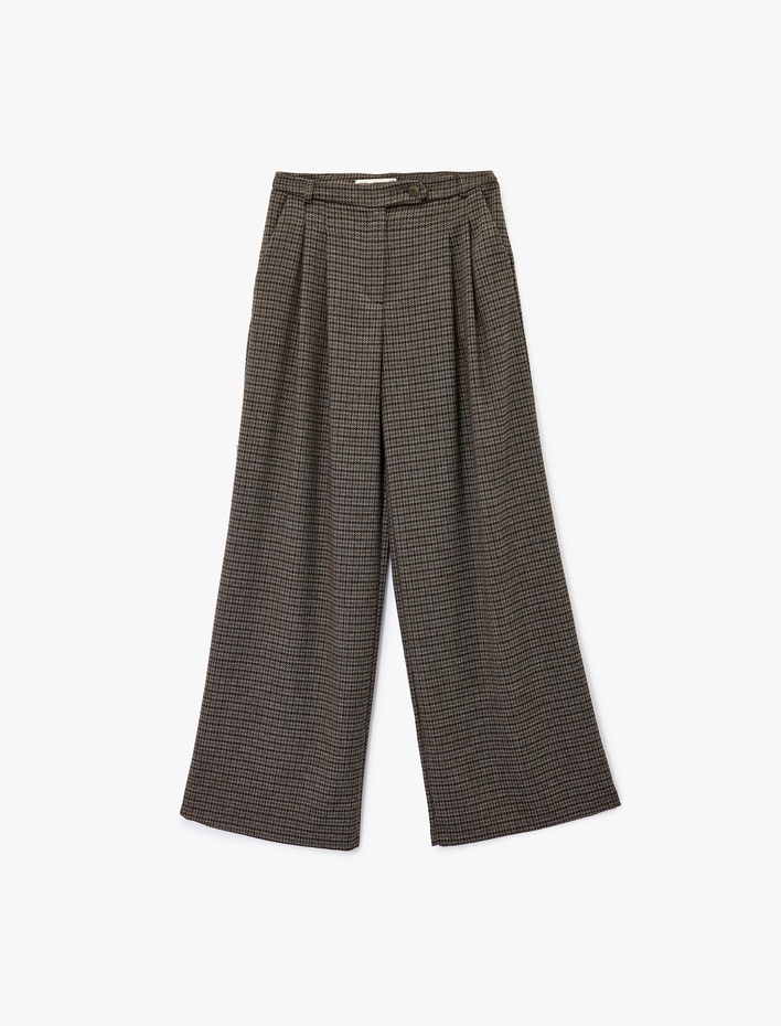  Koton X Sima Tarkan - Loose Fit Cepli Pileli Palazzo Ekose Pantolon