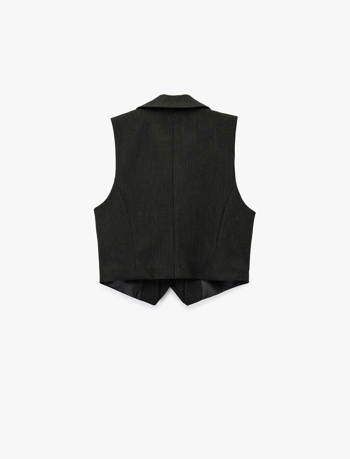  Cep Detaylı V Yaka Düğmeli Kolsuz Yelek