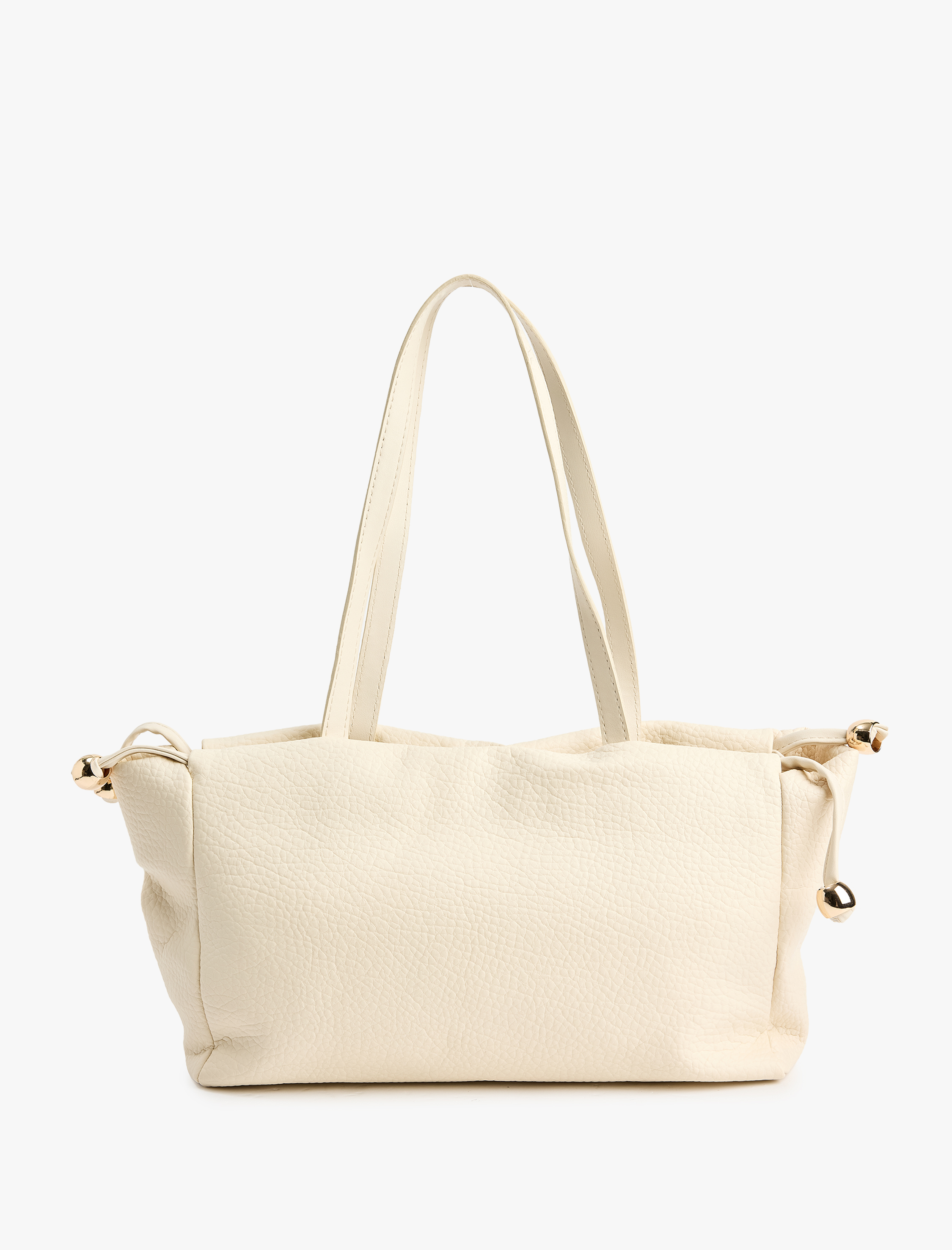  Kadın Suni Deri Metal Aksesuarlı Saplı Tote Çanta