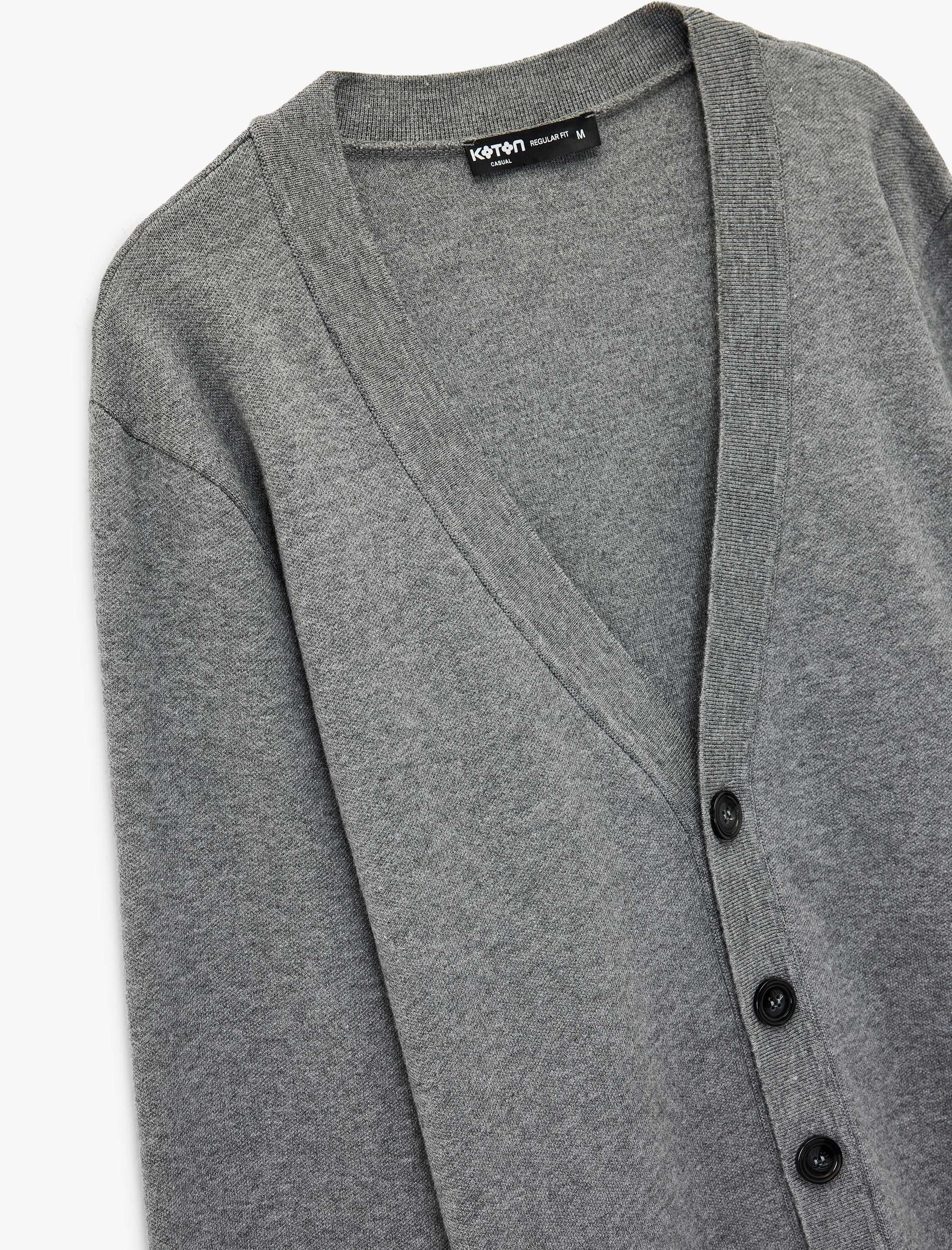   Uzun Kollu Viskon Karışımlı Düğmeli V Yaka Triko Hırka