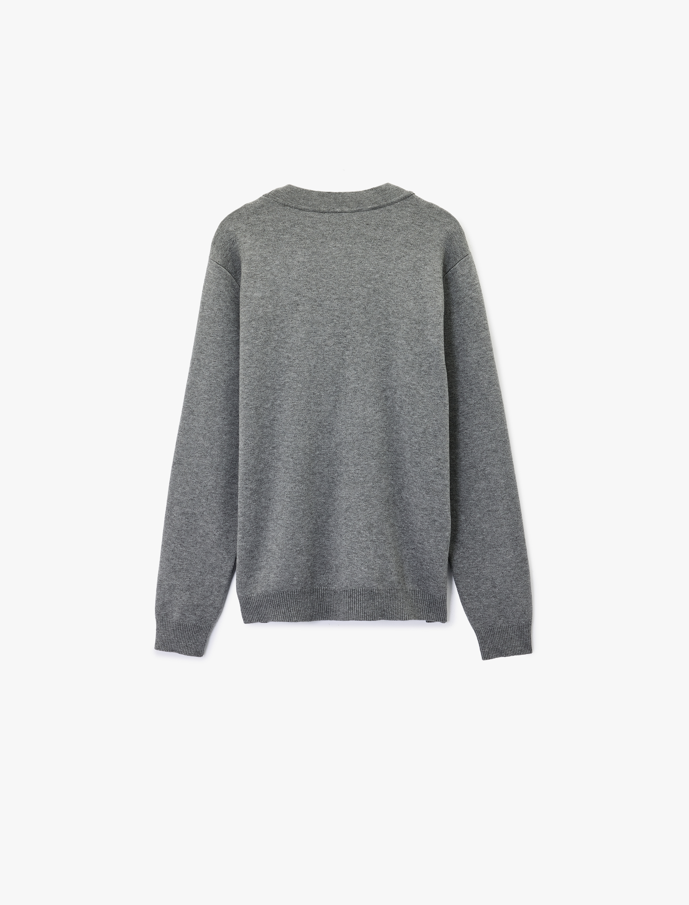   Uzun Kollu Viskon Karışımlı Düğmeli V Yaka Triko Hırka