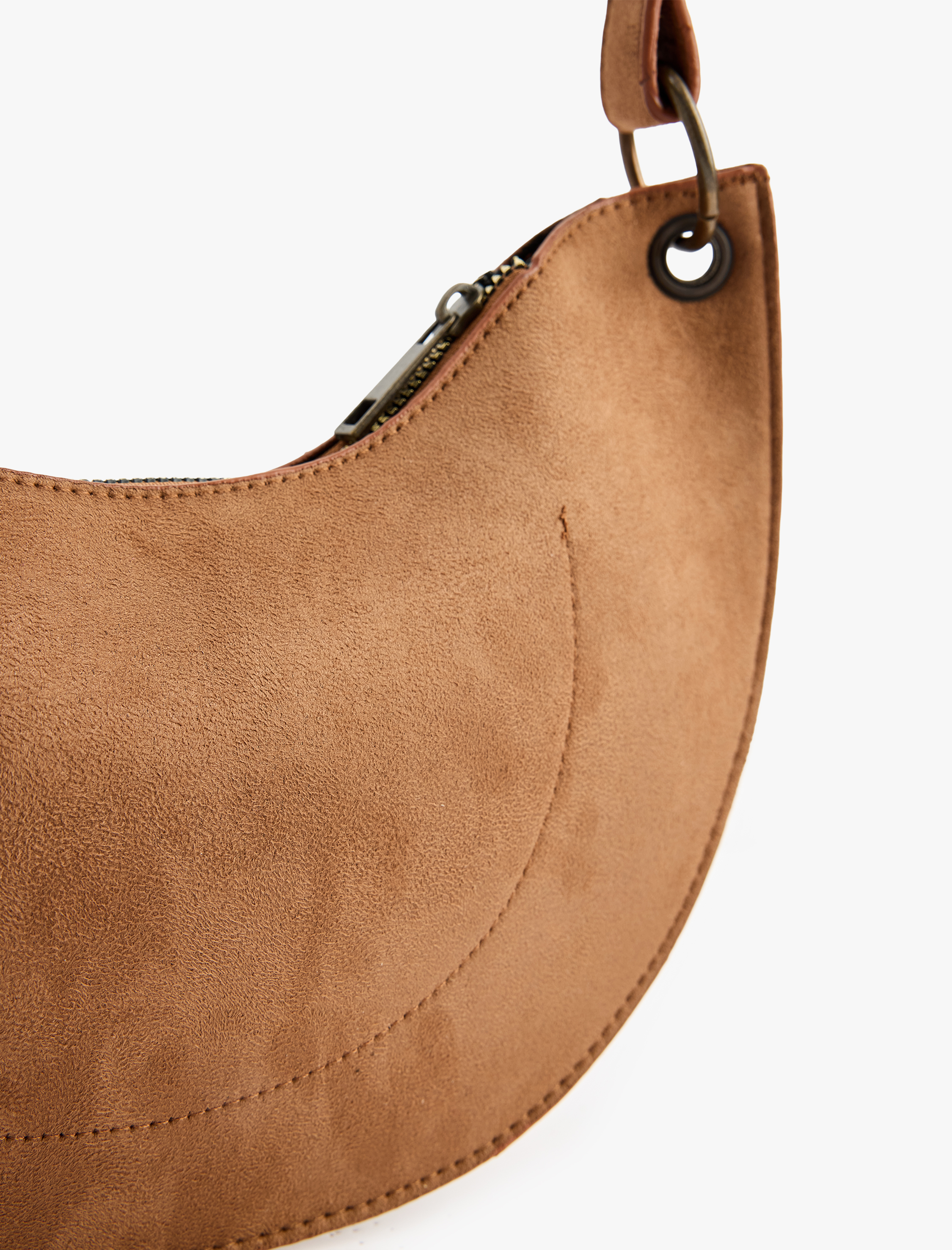  Kadın Fermuarlı Suni Süet Omuz Çantası