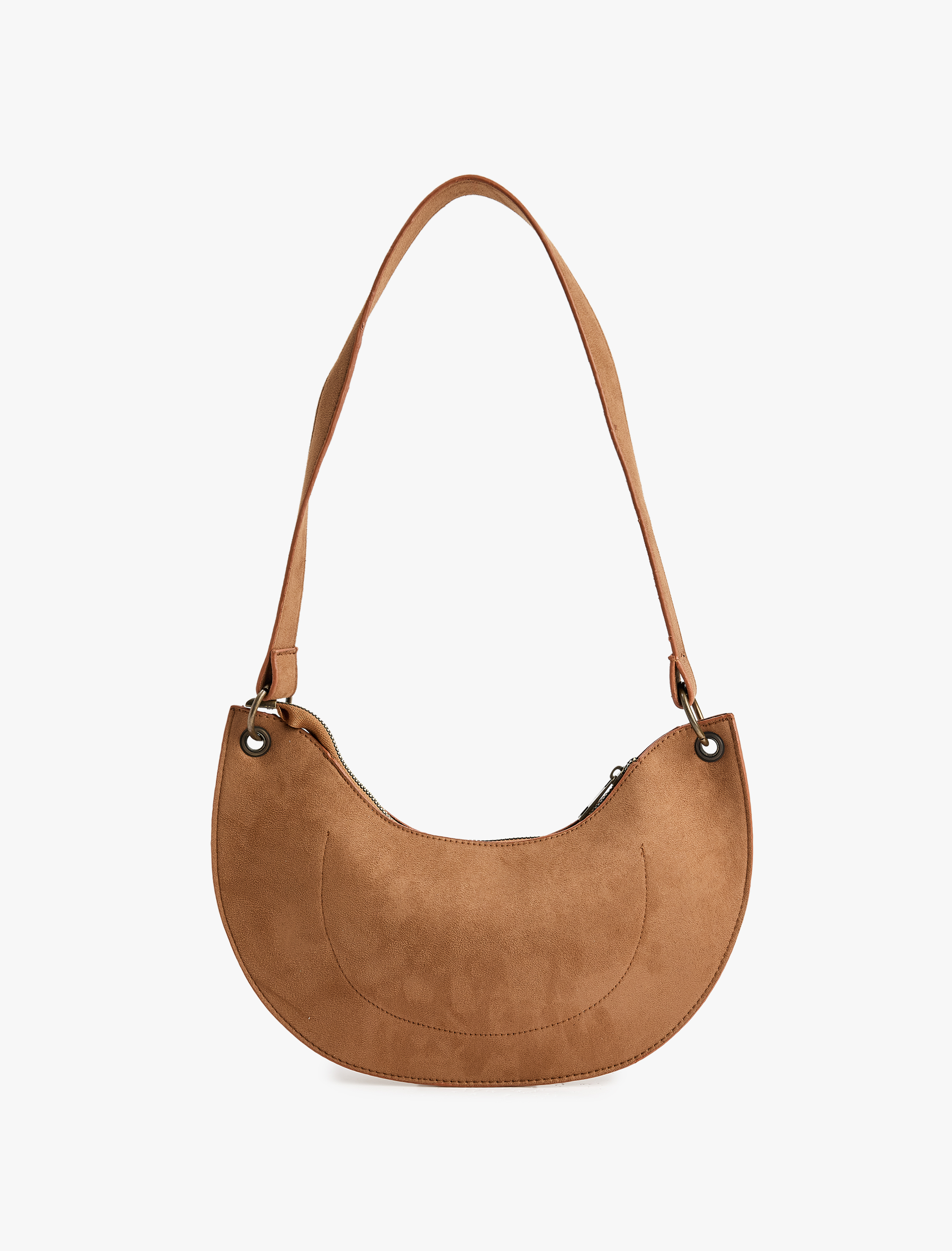  Kadın Fermuarlı Suni Süet Omuz Çantası