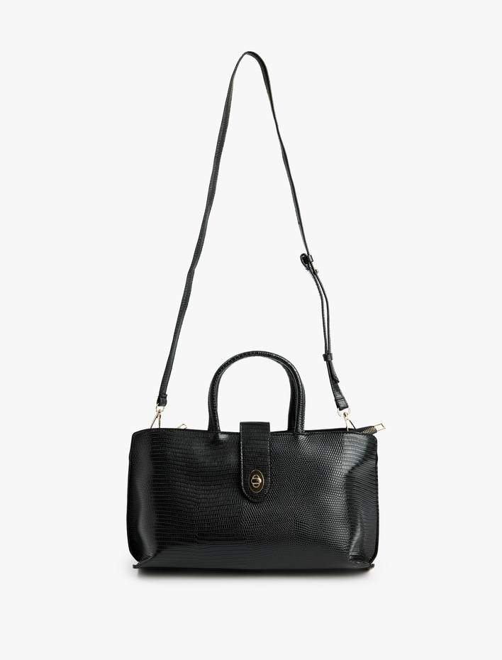 Kadın Timsah Derisi Görünümlü Saplı Askılı Omuz Çantası