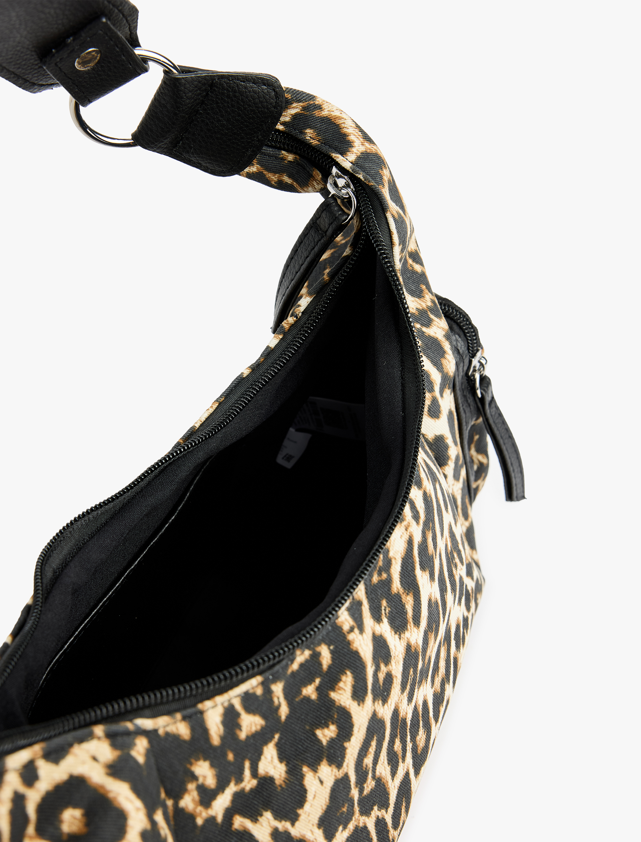  Kadın Leopar Desenli Fermuarlı Mini Cep Detaylı Omuz Çantası