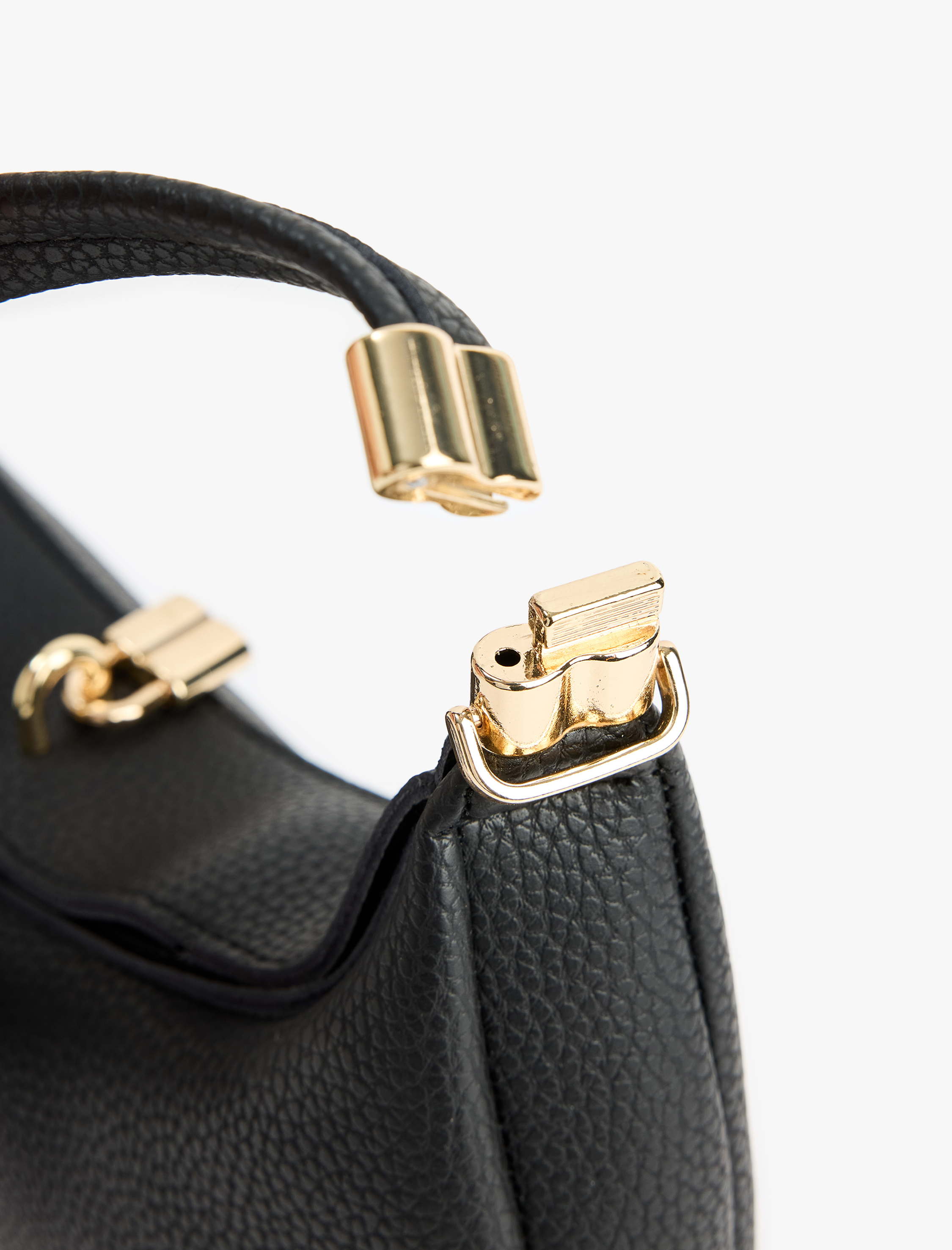  Kadın Suni Deri Metal Aksesuarlı Fermuarlı El ve Omuz Çantası