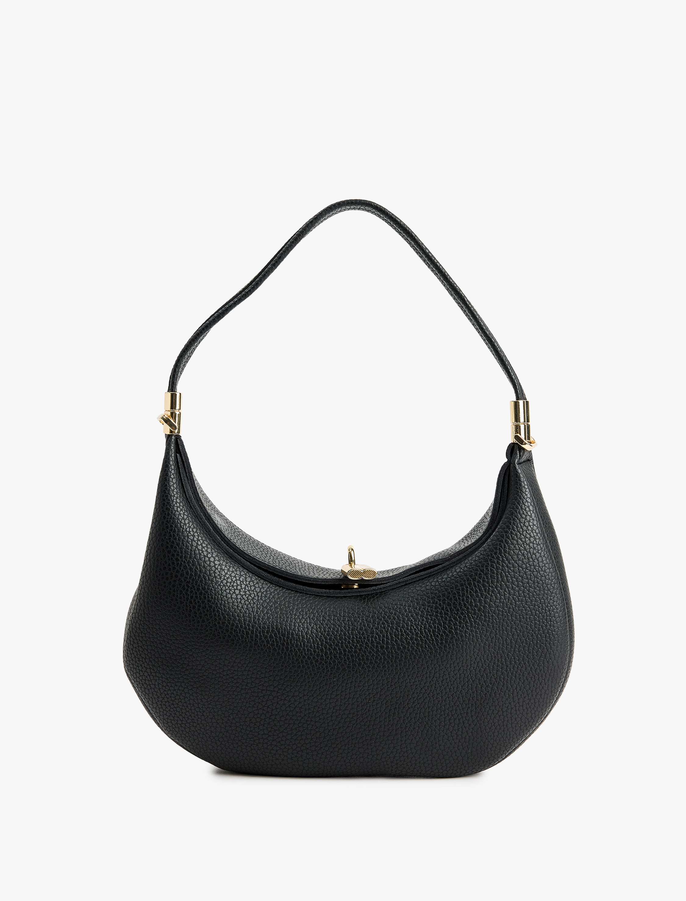  Kadın Suni Deri Metal Aksesuarlı Fermuarlı El ve Omuz Çantası