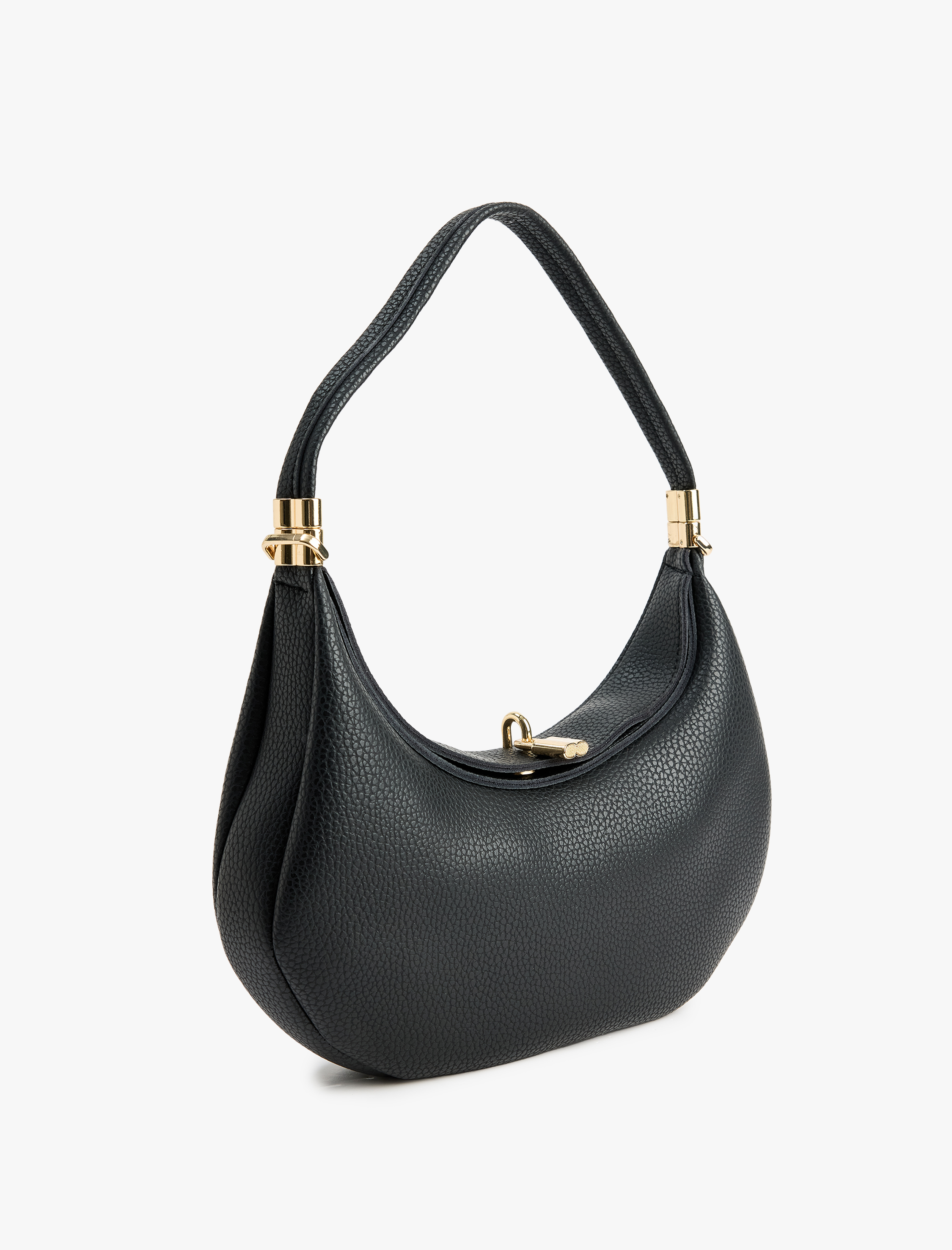  Kadın Suni Deri Metal Aksesuarlı Fermuarlı El ve Omuz Çantası