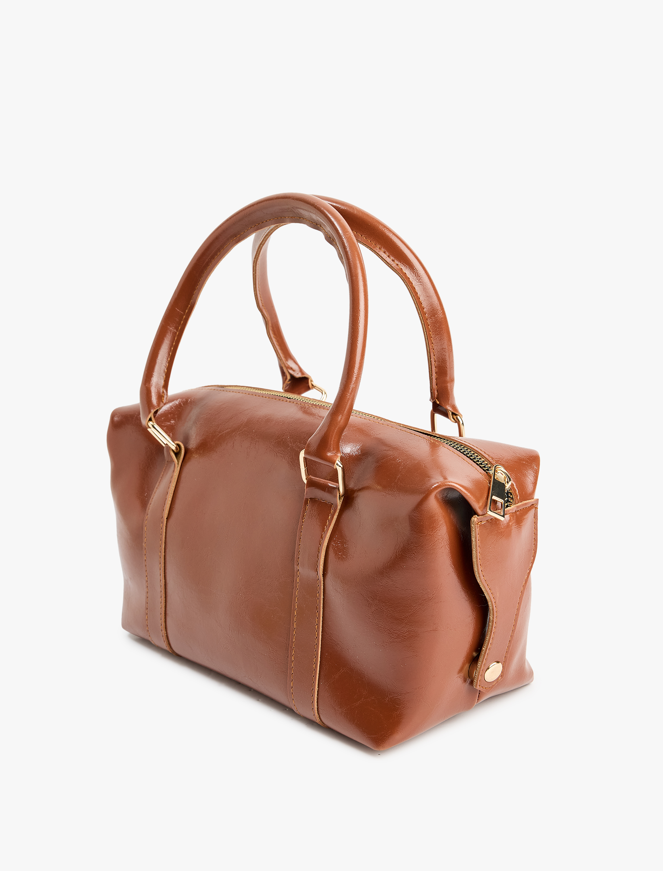  Kadın Metal Aksesuarlı Tokalı Fermuarlı Suni Deri El Çantası