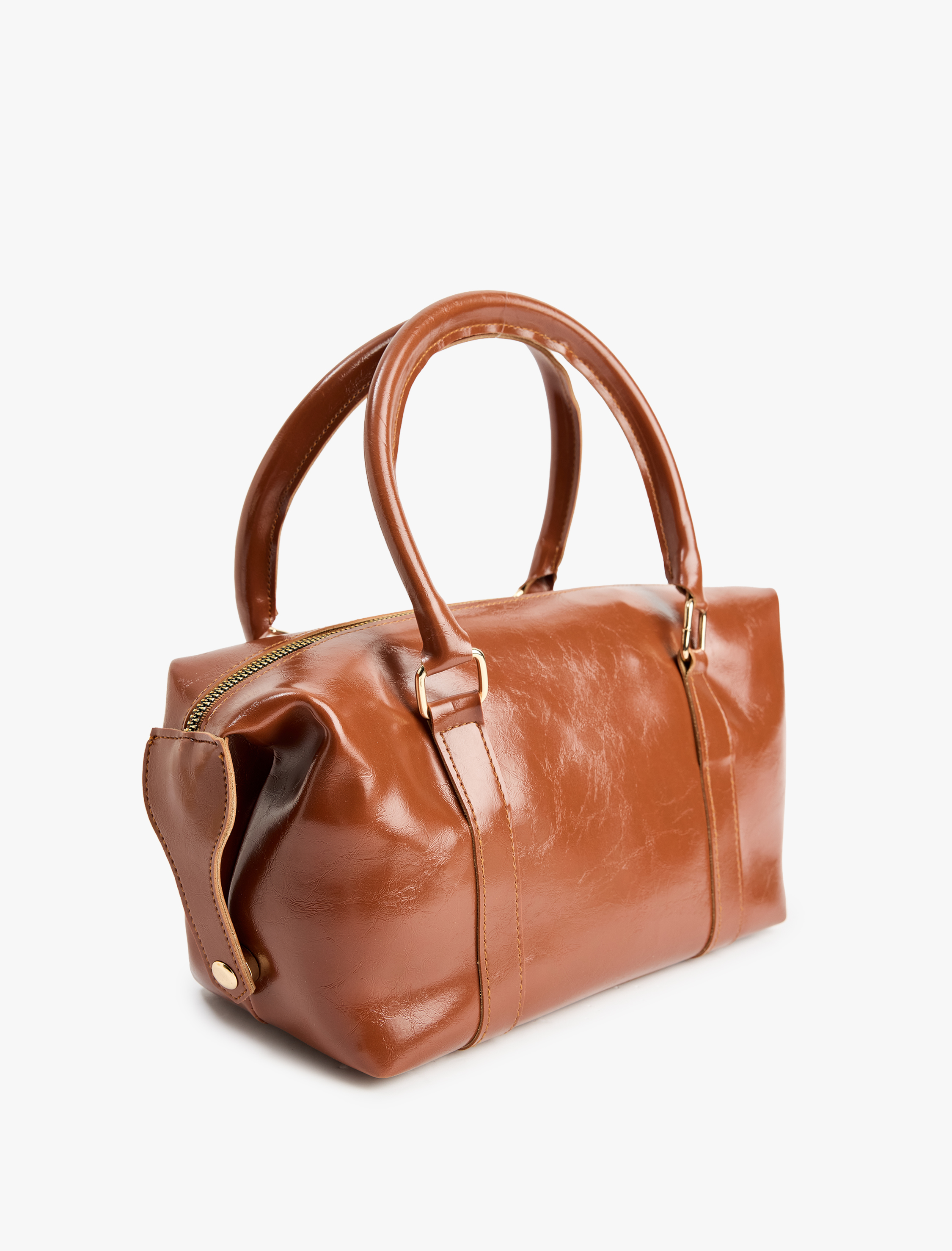  Kadın Metal Aksesuarlı Tokalı Fermuarlı Suni Deri El Çantası