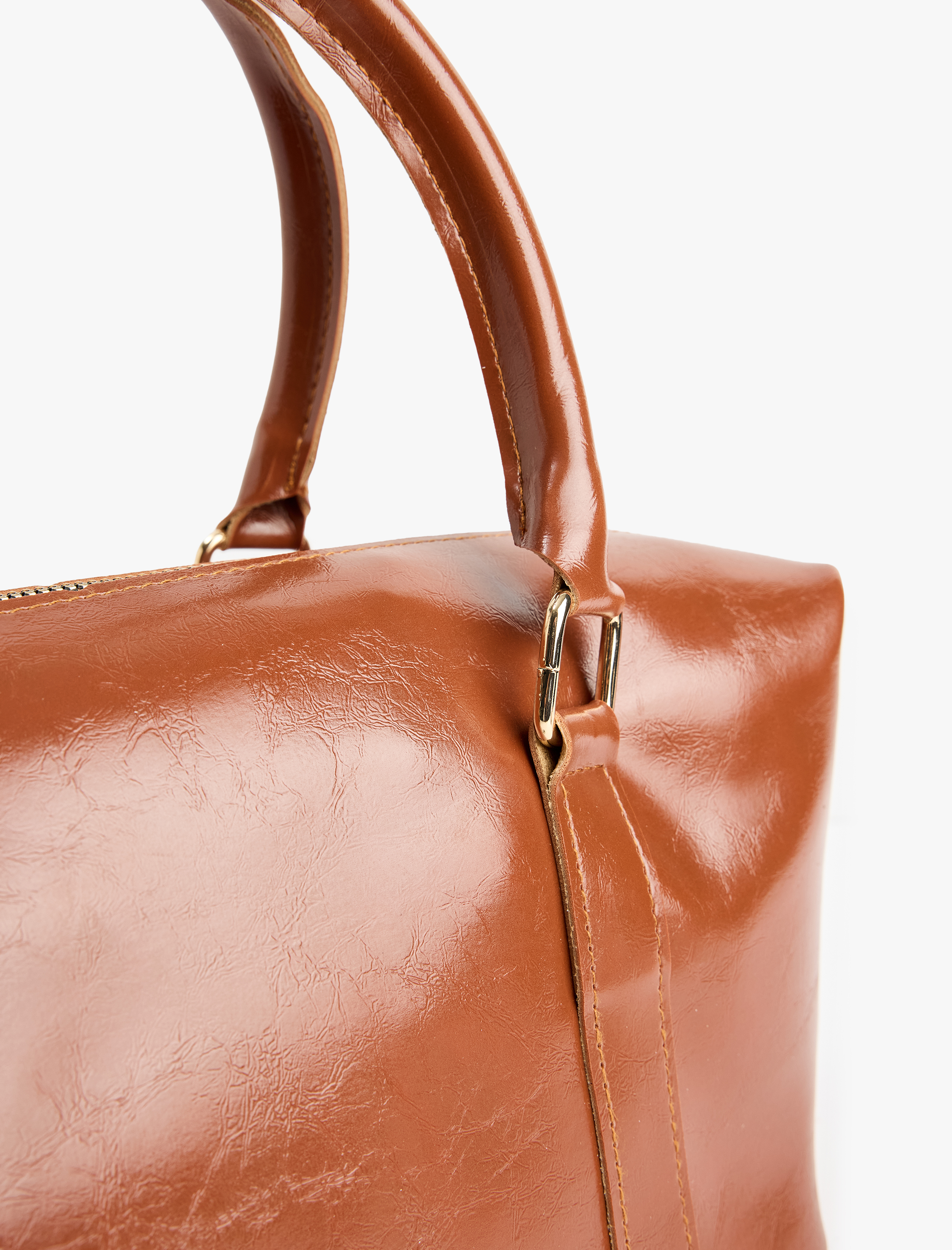  Kadın Metal Aksesuarlı Tokalı Fermuarlı Suni Deri El Çantası