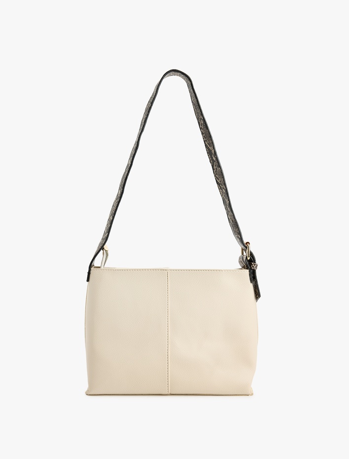 Kadın Suni Yılan Derisi Detaylı Fermuarlı Tote Çanta