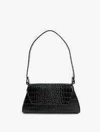 Timsah Derisi Görünümlü Kapaklı Askılı Omuz Çantası