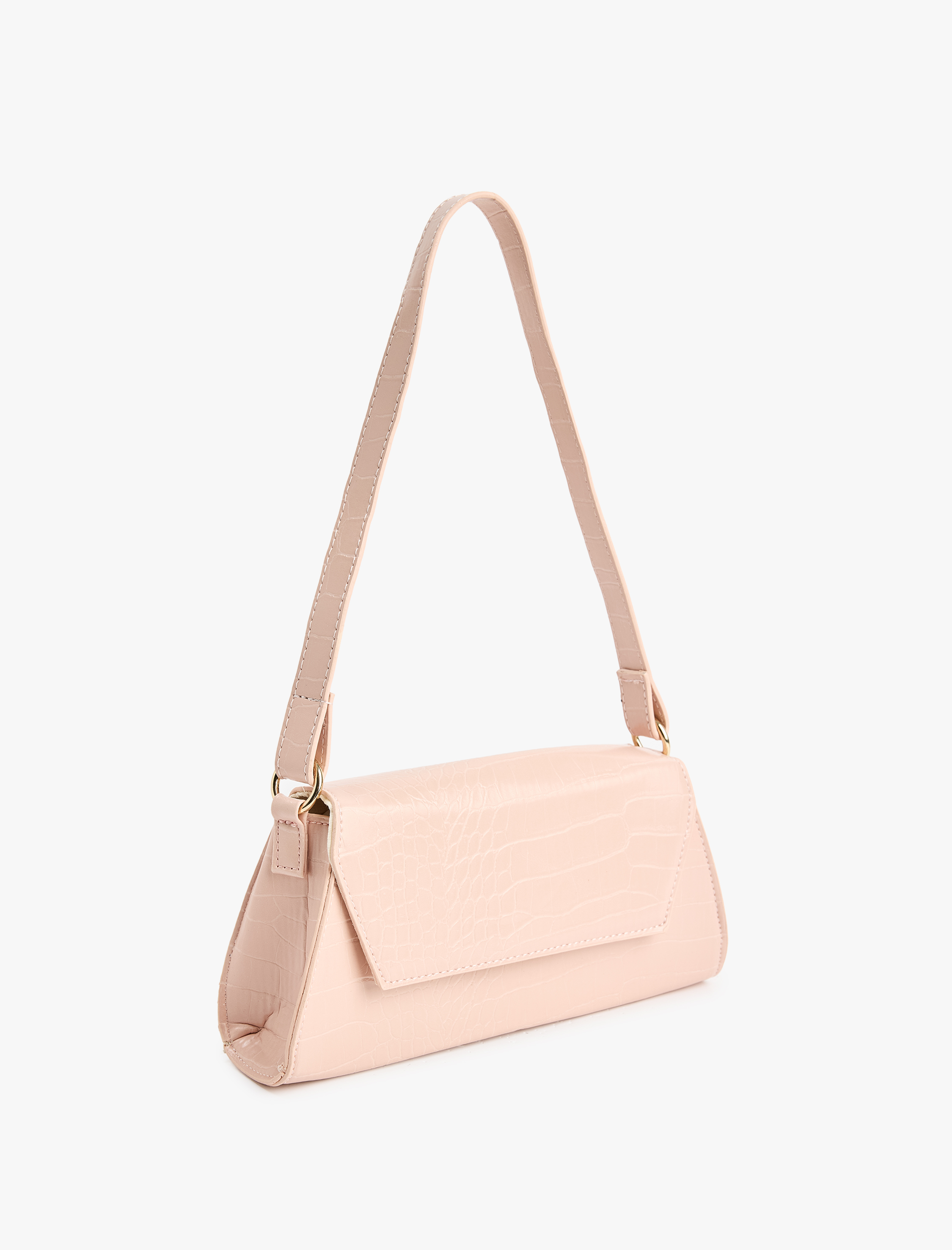  Kadın Timsah Derisi Görünümlü Kapaklı Askılı Omuz Çantası