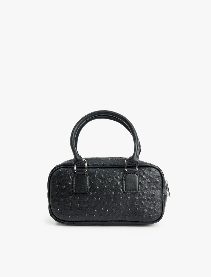 Kadın Suni Deri Fermuarlı Saplı Askılı Dokulu Çapraz Çanta