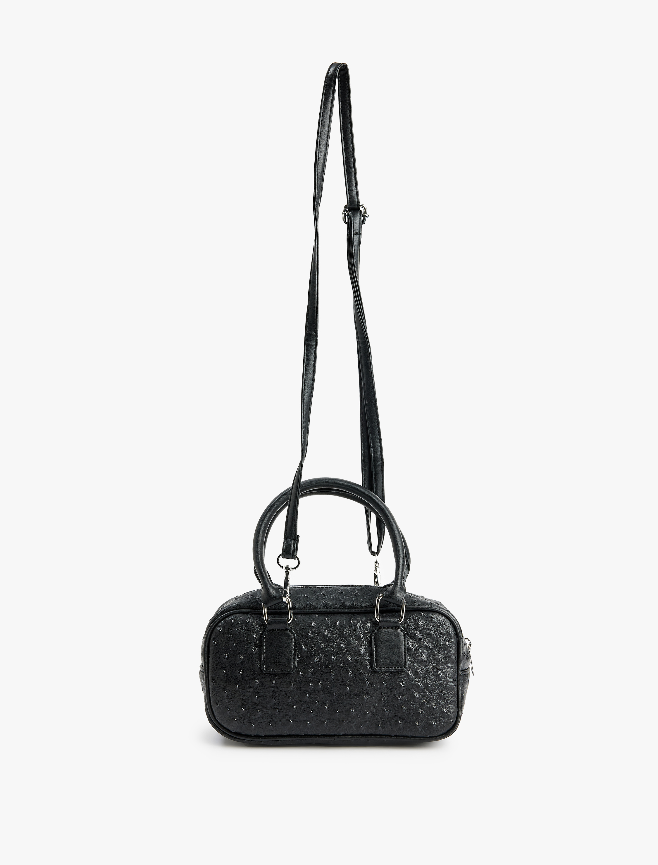  Kadın Suni Deri Fermuarlı Saplı Askılı Dokulu Çapraz Çanta