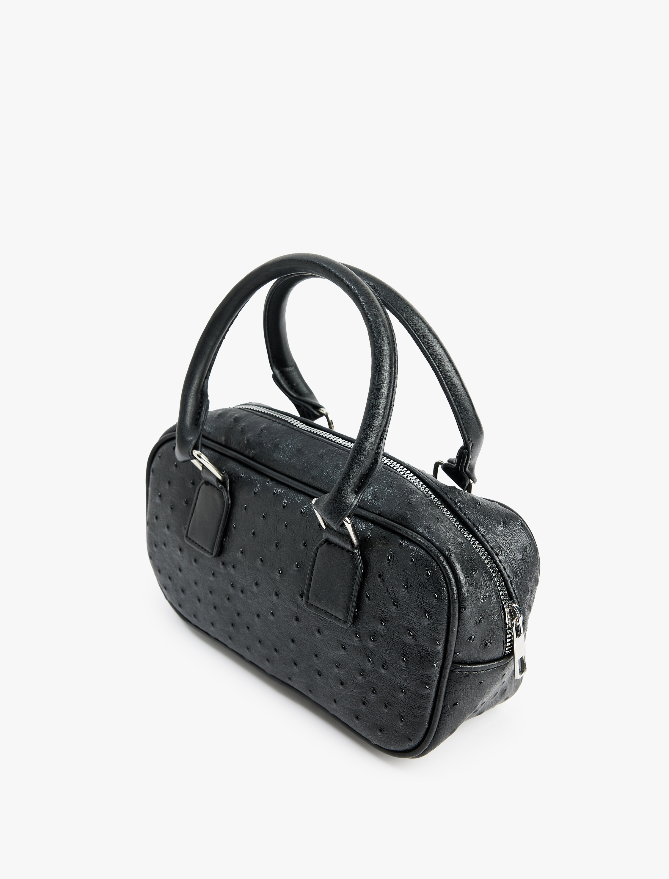  Kadın Suni Deri Fermuarlı Saplı Askılı Dokulu Çapraz Çanta