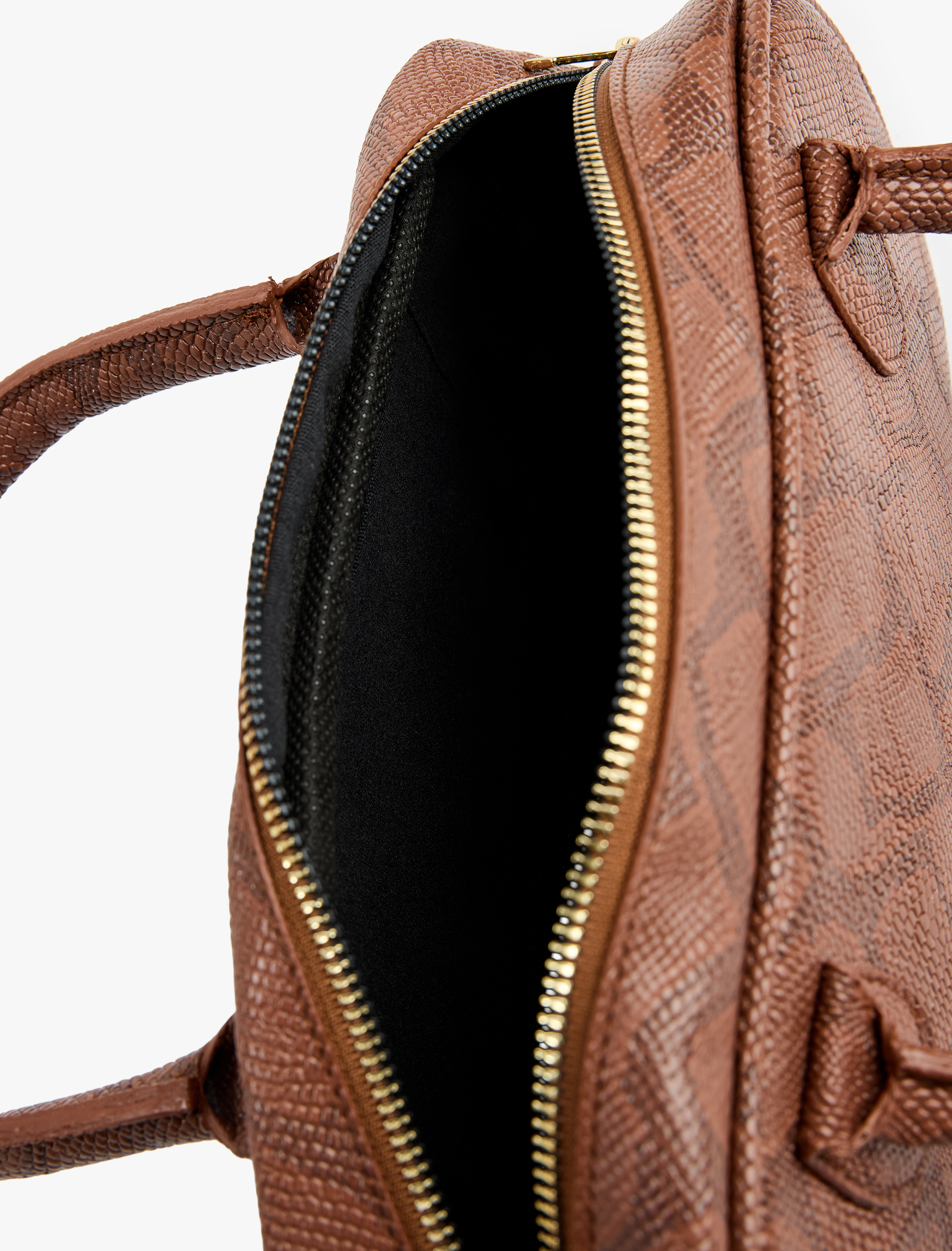  Kadın Yılan Derisi Görünümlü Fermuarlı Saplı El Çantası