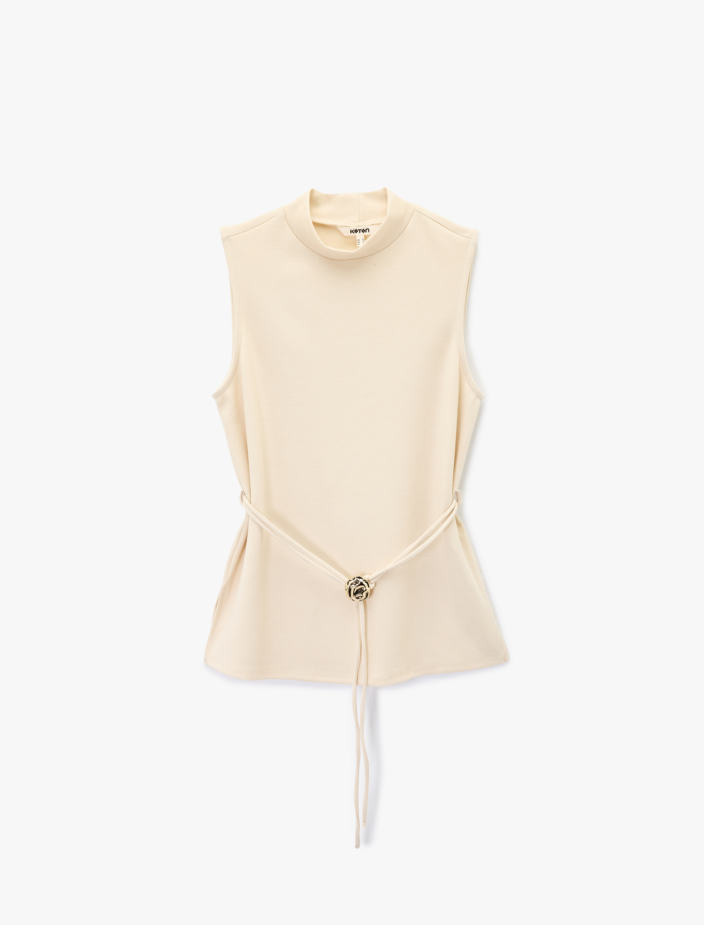   Dik Yaka Kolsuz Kemerli Bluz