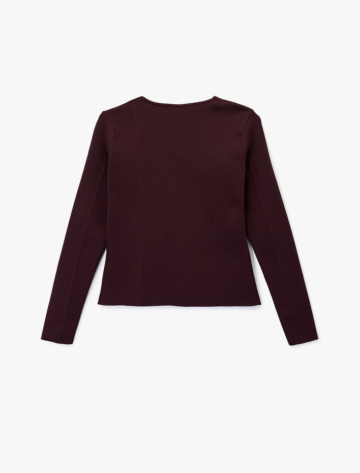  Düğmeli Uzun Kollu V Yaka Triko Hırka