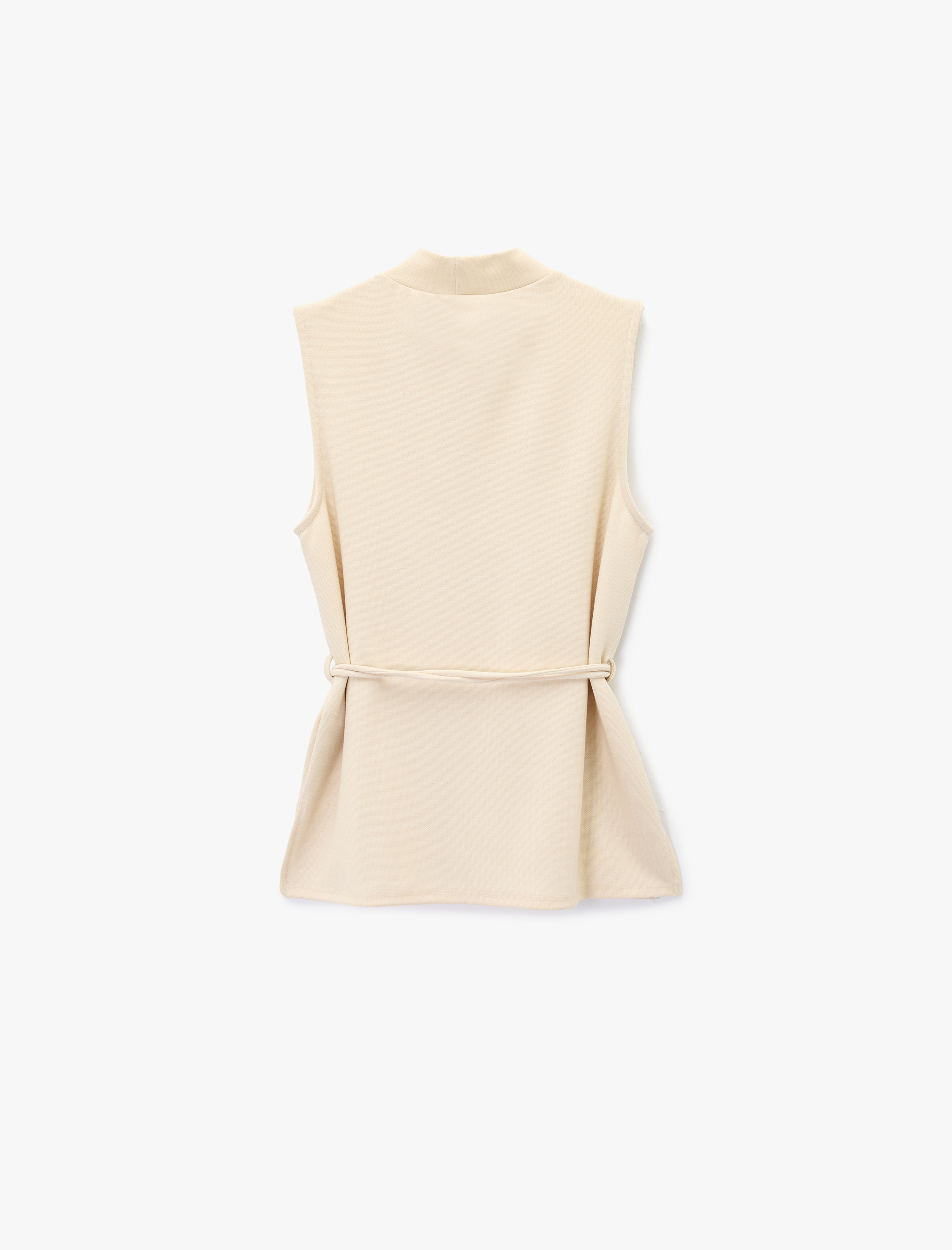   Dik Yaka Kolsuz Kemerli Bluz