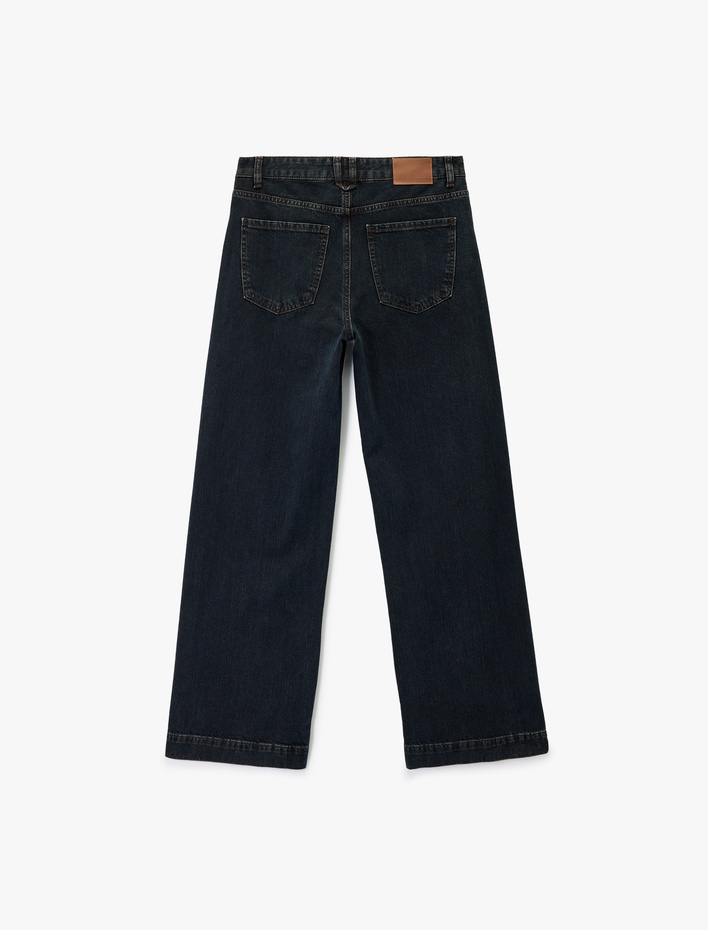  Koton X Sima Tarkan - Cepli Düz Geniş Paça Jean Pantolon -  Wide Leg Jeans