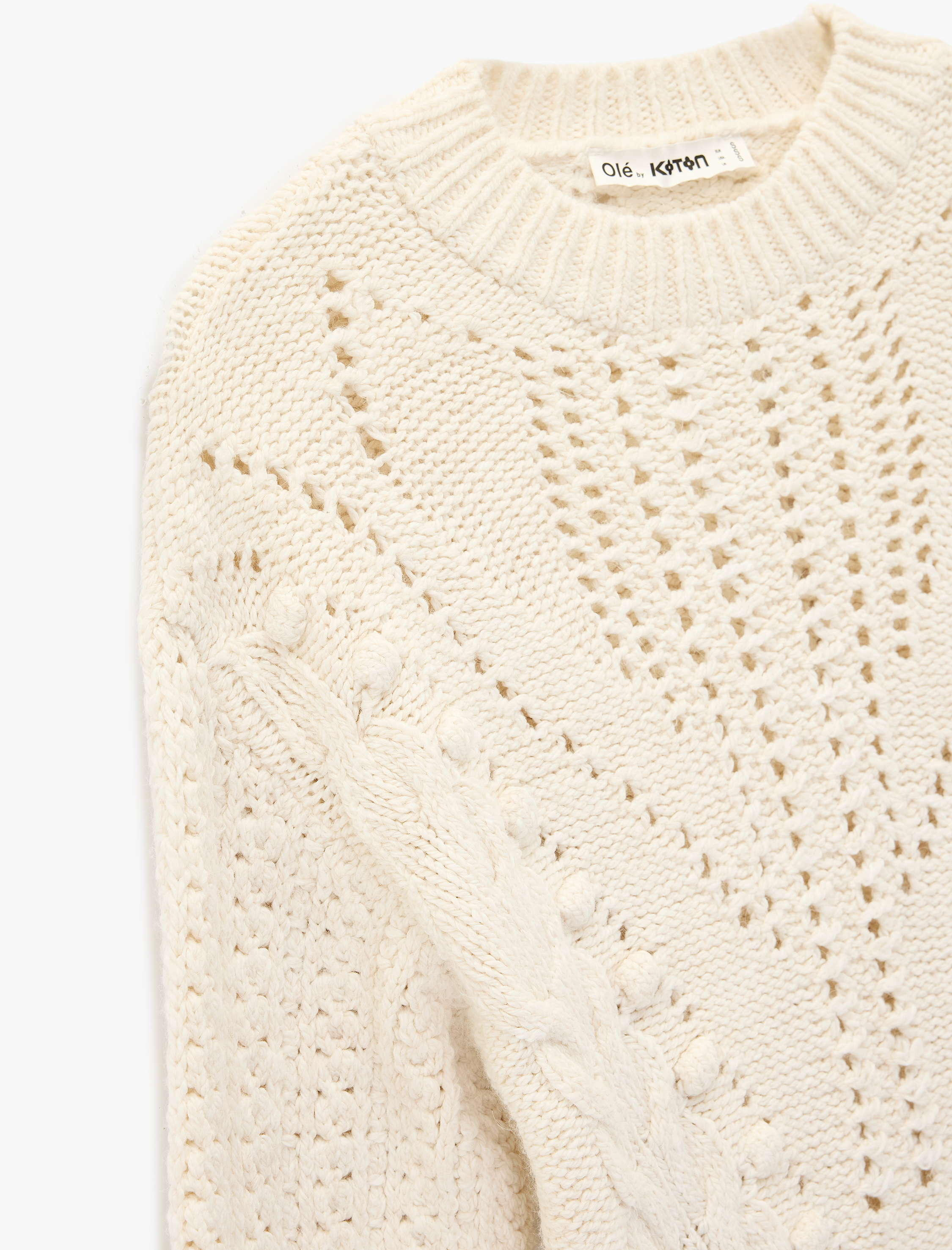   Uzun Kollu Ajurlu Bisiklet Yaka Dokulu Saç Örgü Kazak