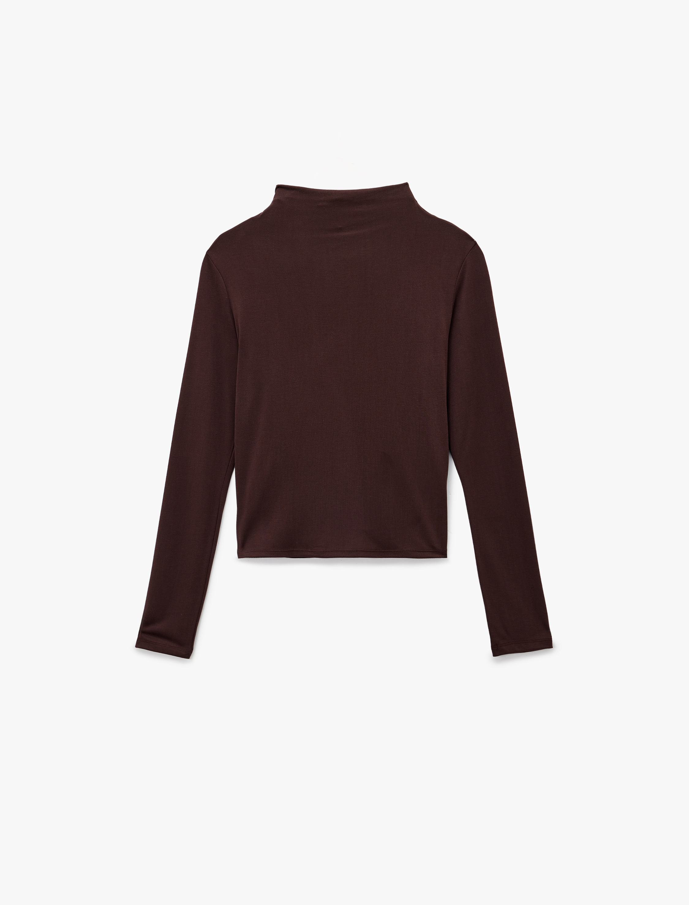   Modal Kumaş Drape Detaylı Slim Fit Uzun Kollu Dik Yaka Body