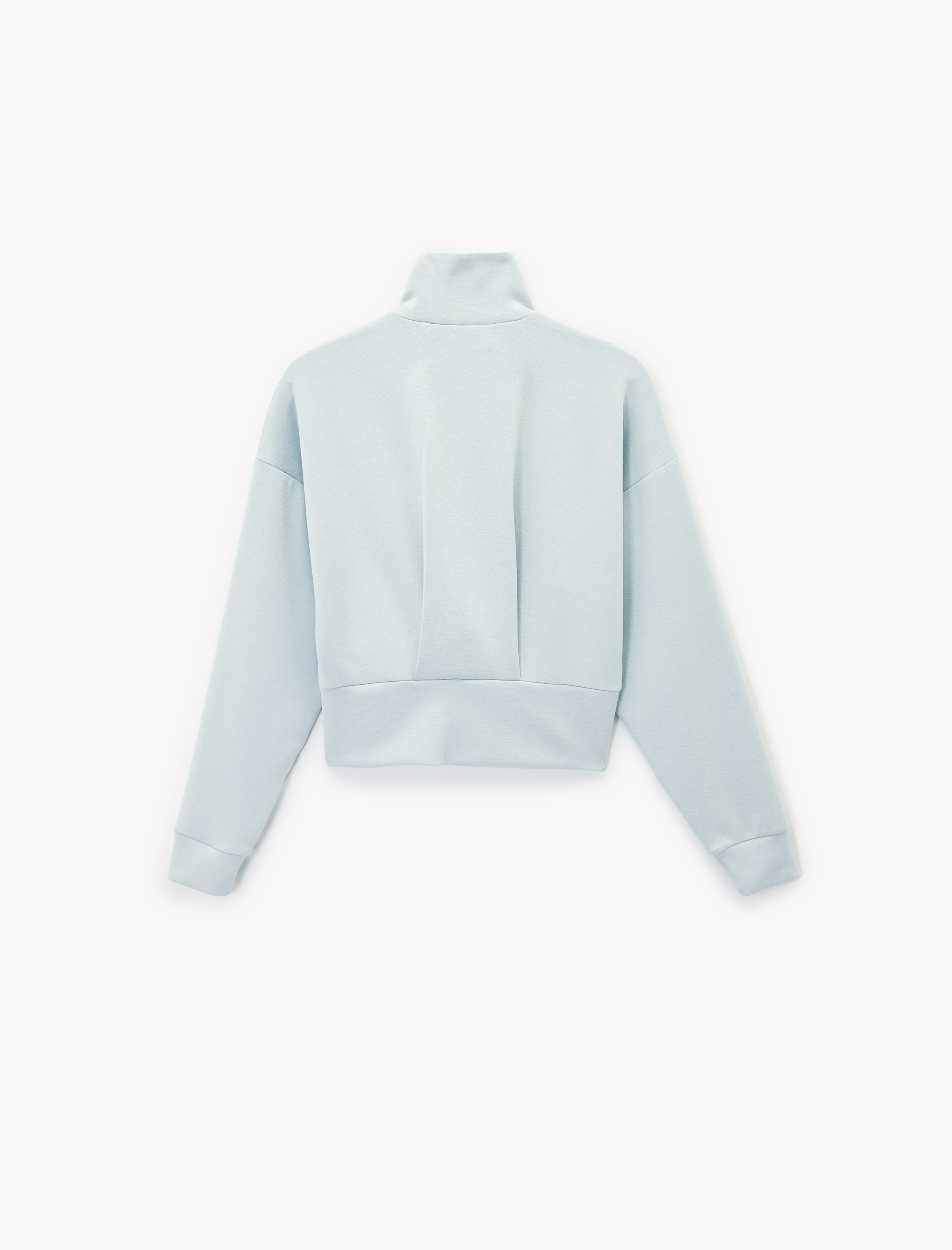   Uzun Kollu Dik Yaka Fermuarlı Sweatshirt