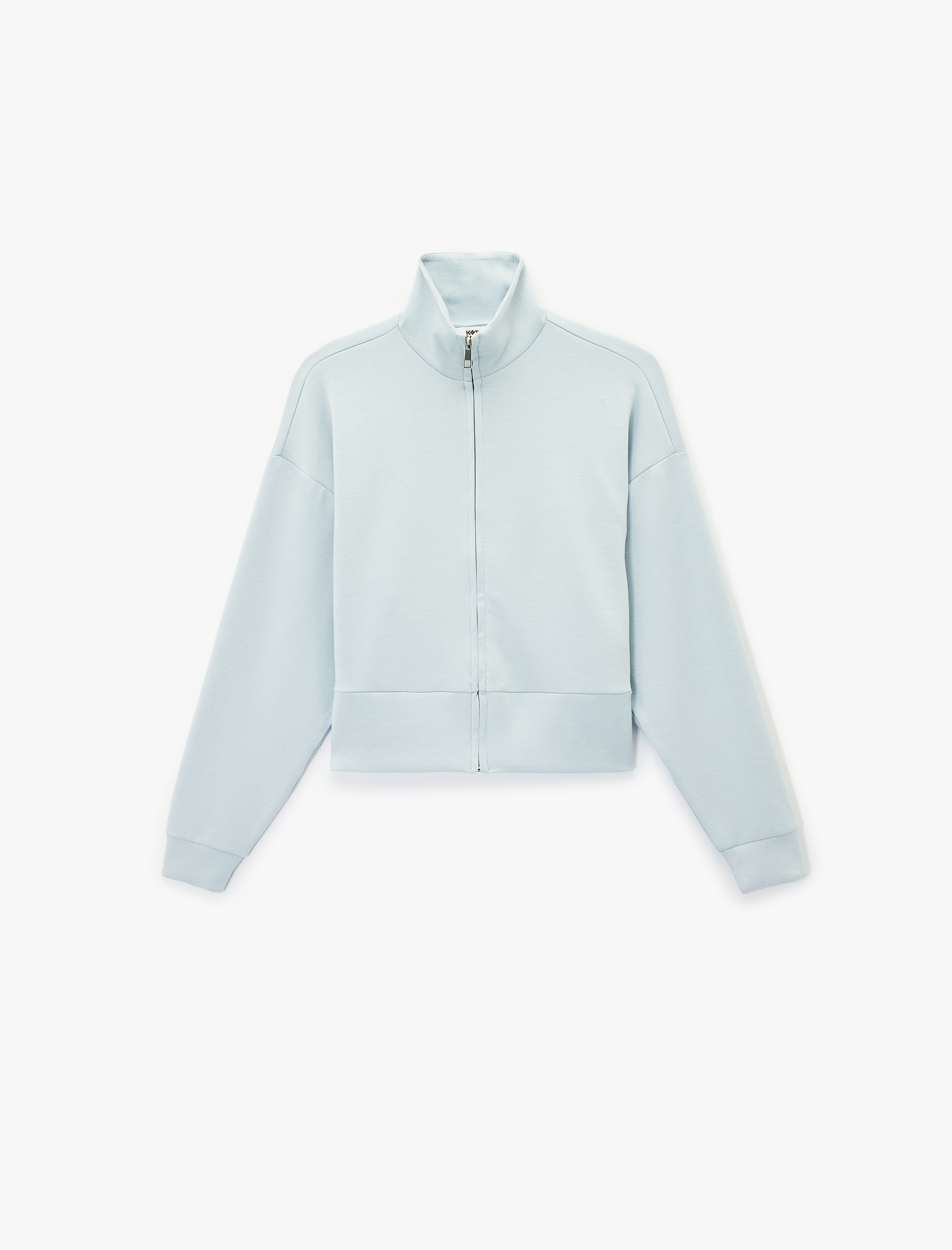   Uzun Kollu Dik Yaka Fermuarlı Sweatshirt