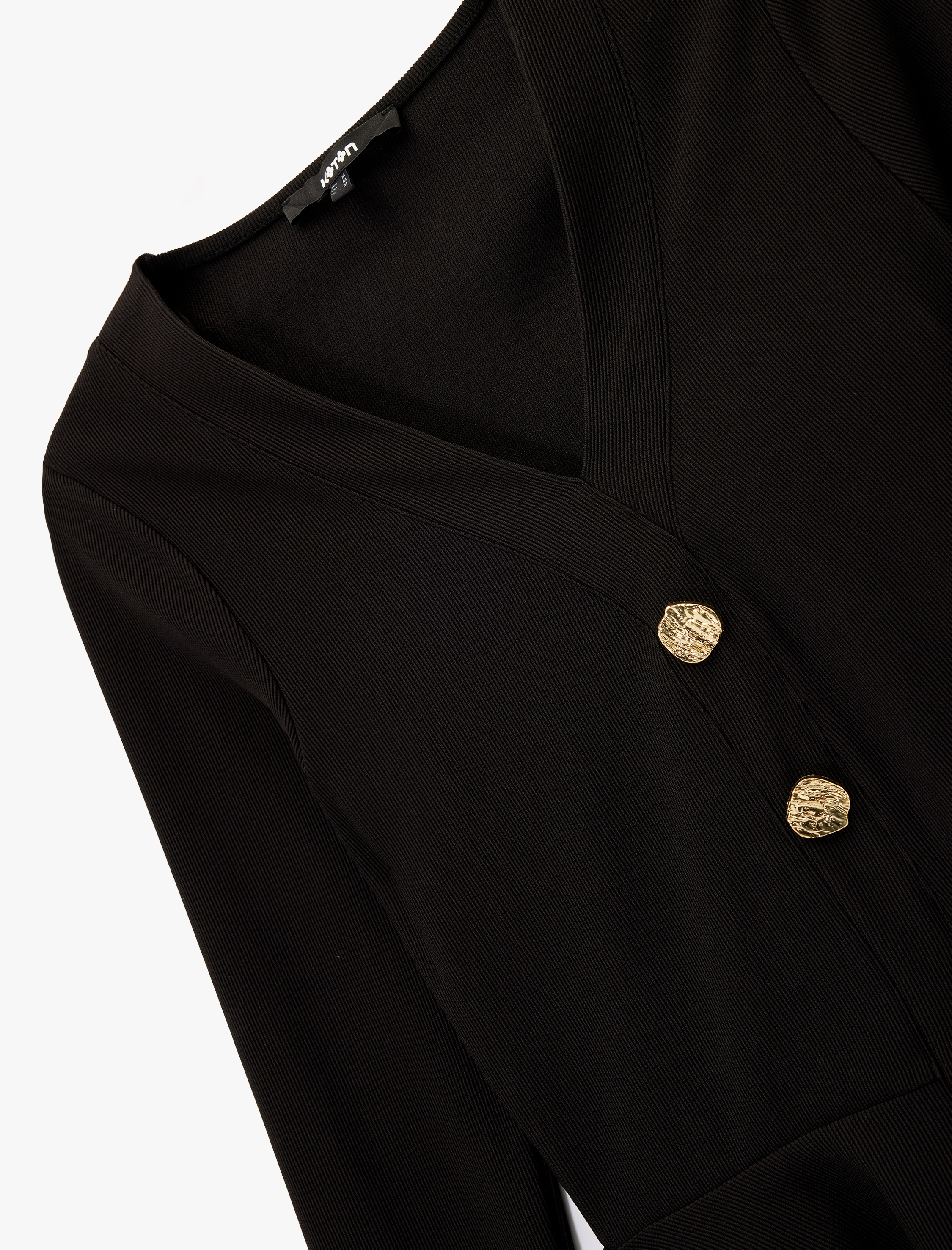   Aksesuar Düğme Detaylı Uzun Kollu V Yaka Slim Fit Peplum Kesim Hırka