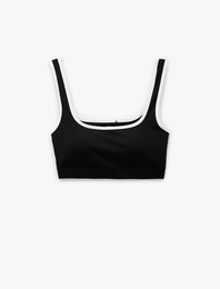 Slim Fit Kare Yaka Biyeli Kolsuz Sporcu Sütyeni