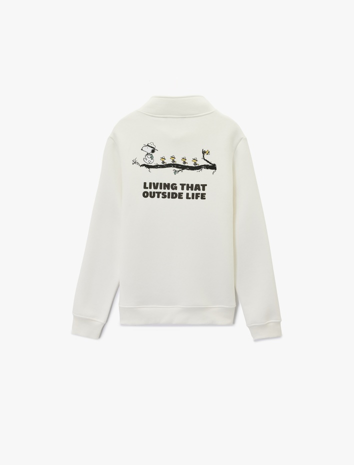  Uzun Kollu Yarım Fermuarlı Lisanslı Snoopy Baskılı Sweatshirt