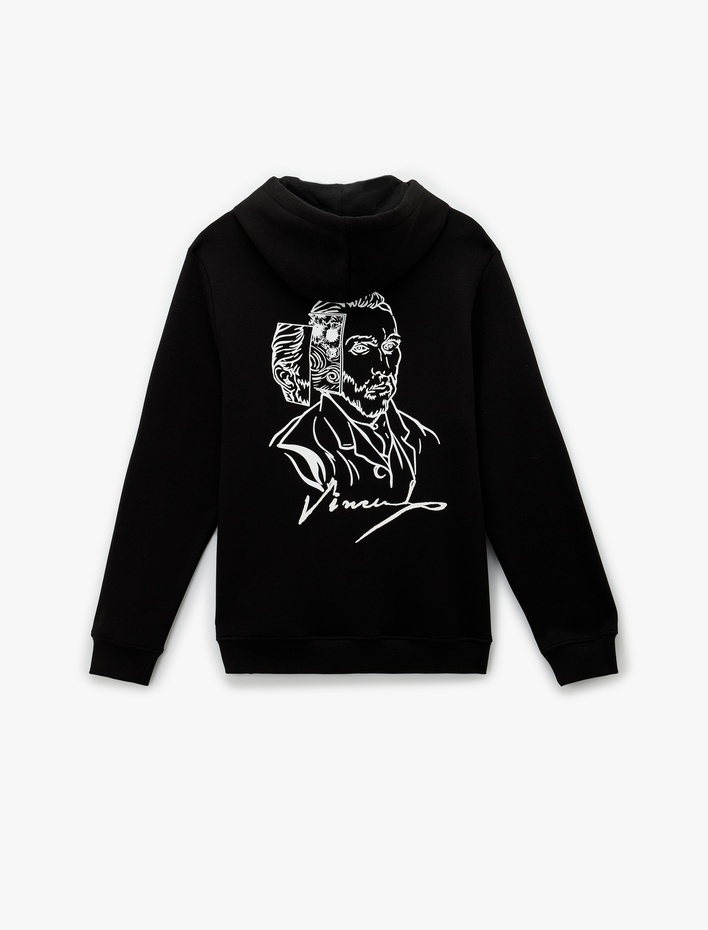 Uzun Kollu Kapşonlu Lisanslı Van Gogh Baskılı Sweatshirt